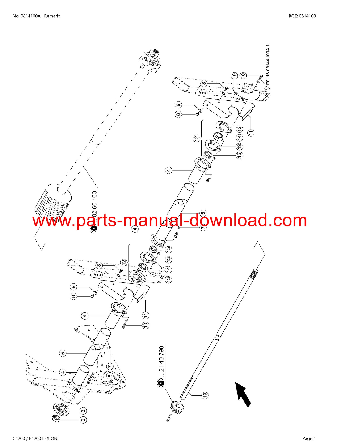Claas C1200 - F1200 Cutterbar Lexion Parts Catalog Manual Instant Download