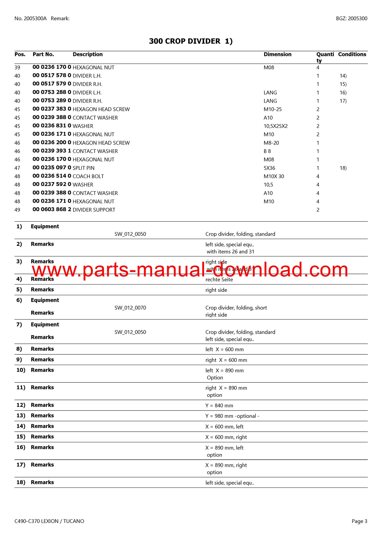 claas c490 - c370 cutterbar lexion-tucano parts catalog manual instant download