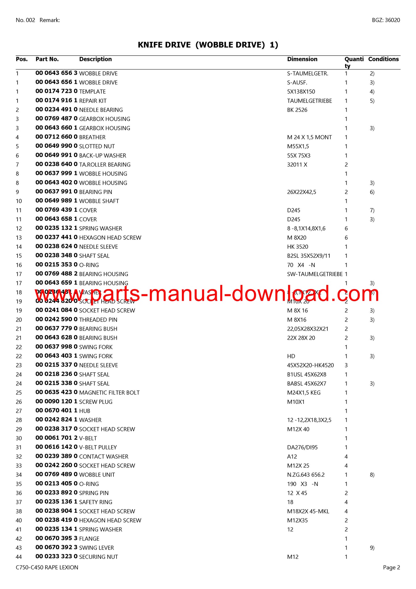 claas c750 - c450 cutterbar lexion rape parts catalog manual instant download