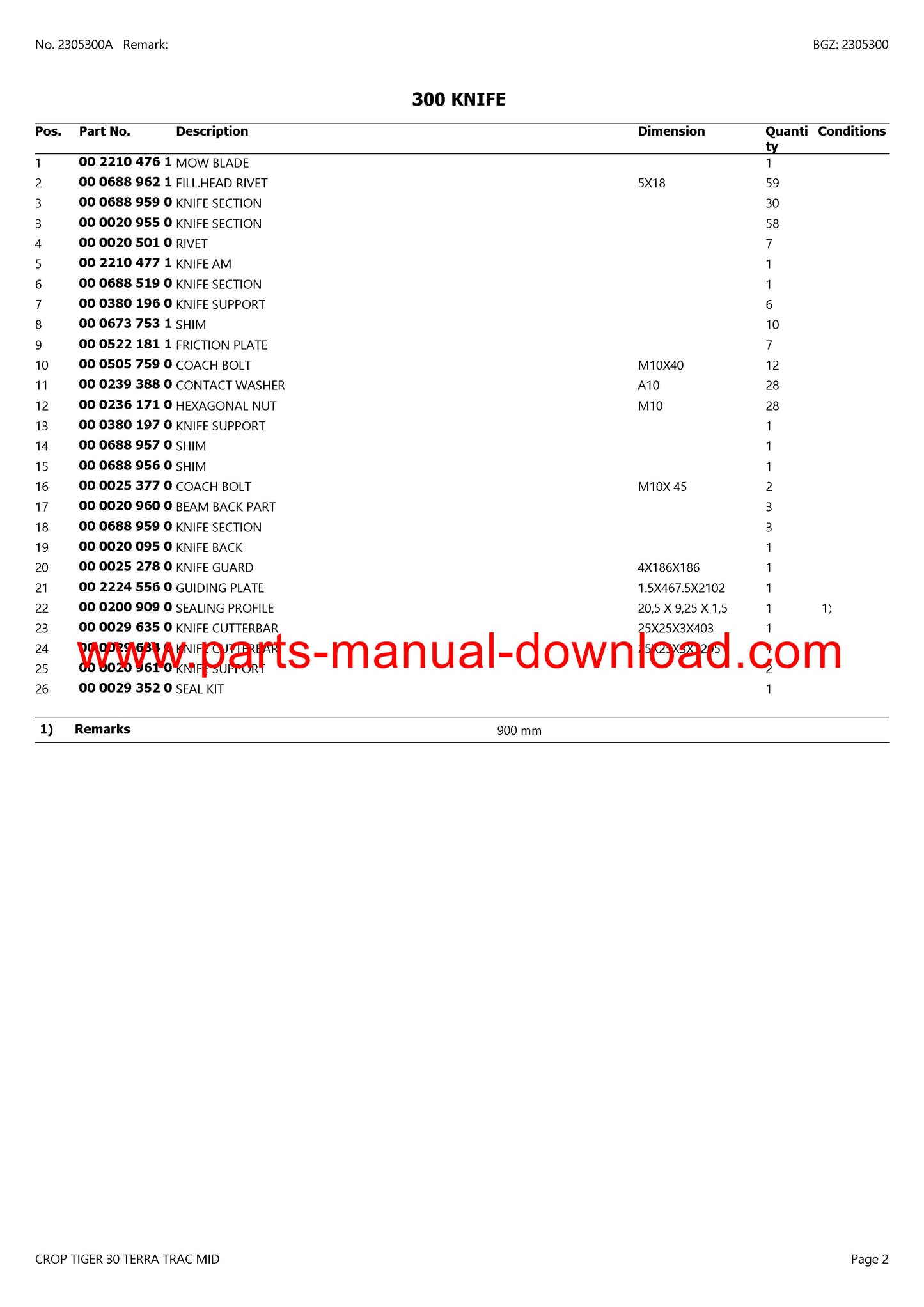Claas 30 Crop Tiger Terra Trac Mid Combine Parts Catalog Manual Instant Download