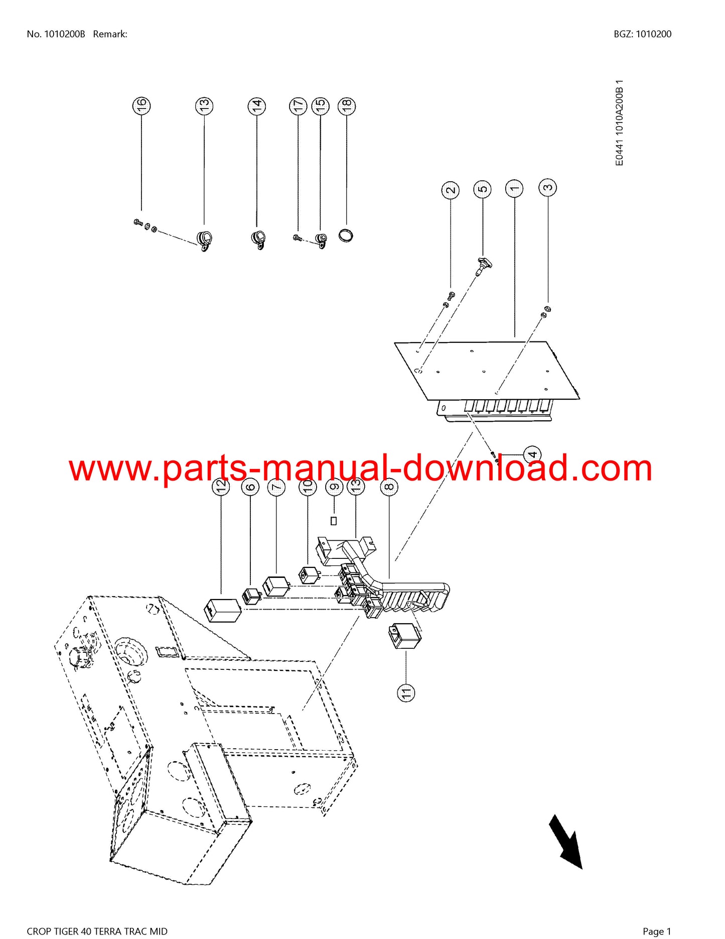 Claas 40 Crop Tiger Terra Trac Mid Combine Parts Catalog Manual Instant Download