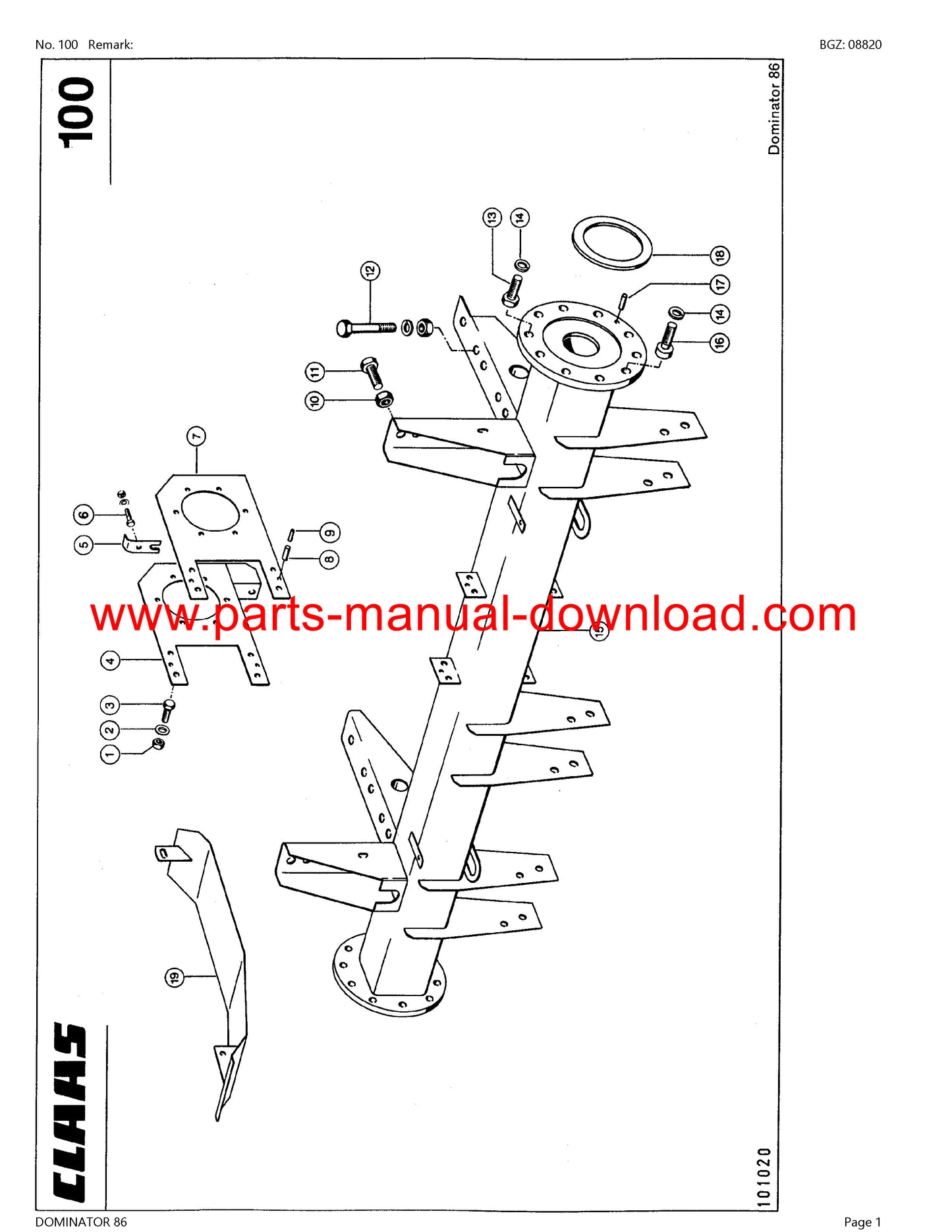 Claas 86 Combine Dominator Parts Catalog Manual Instant Download