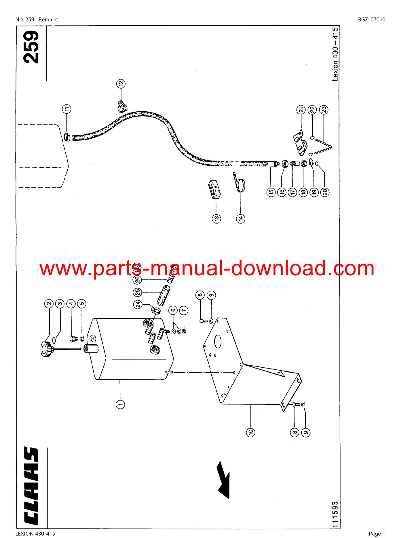 Claas 430 - 415 Lexion Combine Parts Catalog Manual Instant Download