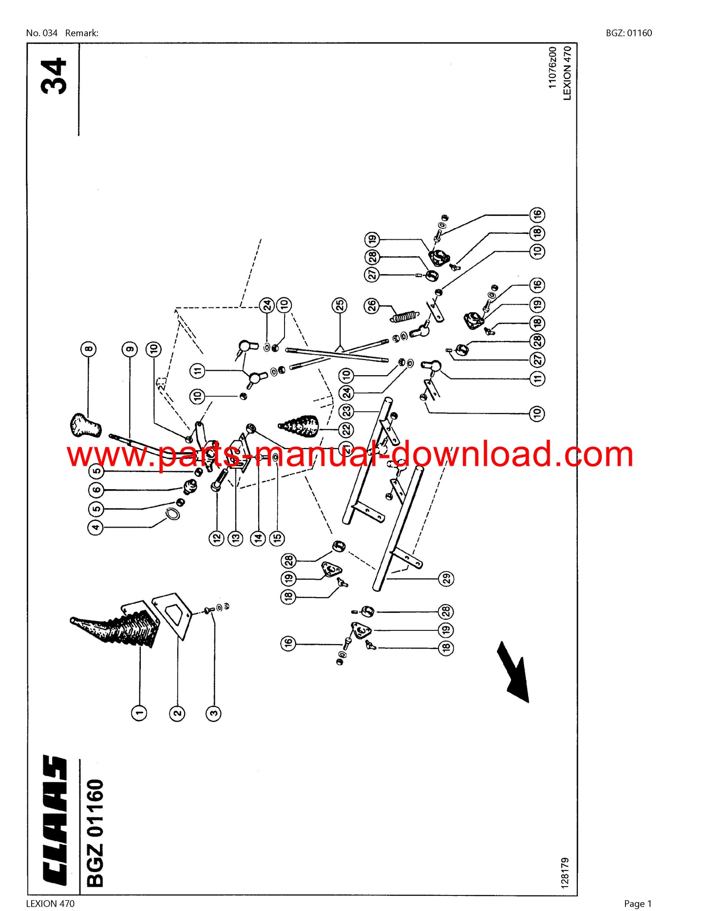 Claas 470 Lexion Combine Parts Catalog Manual Instant Download
