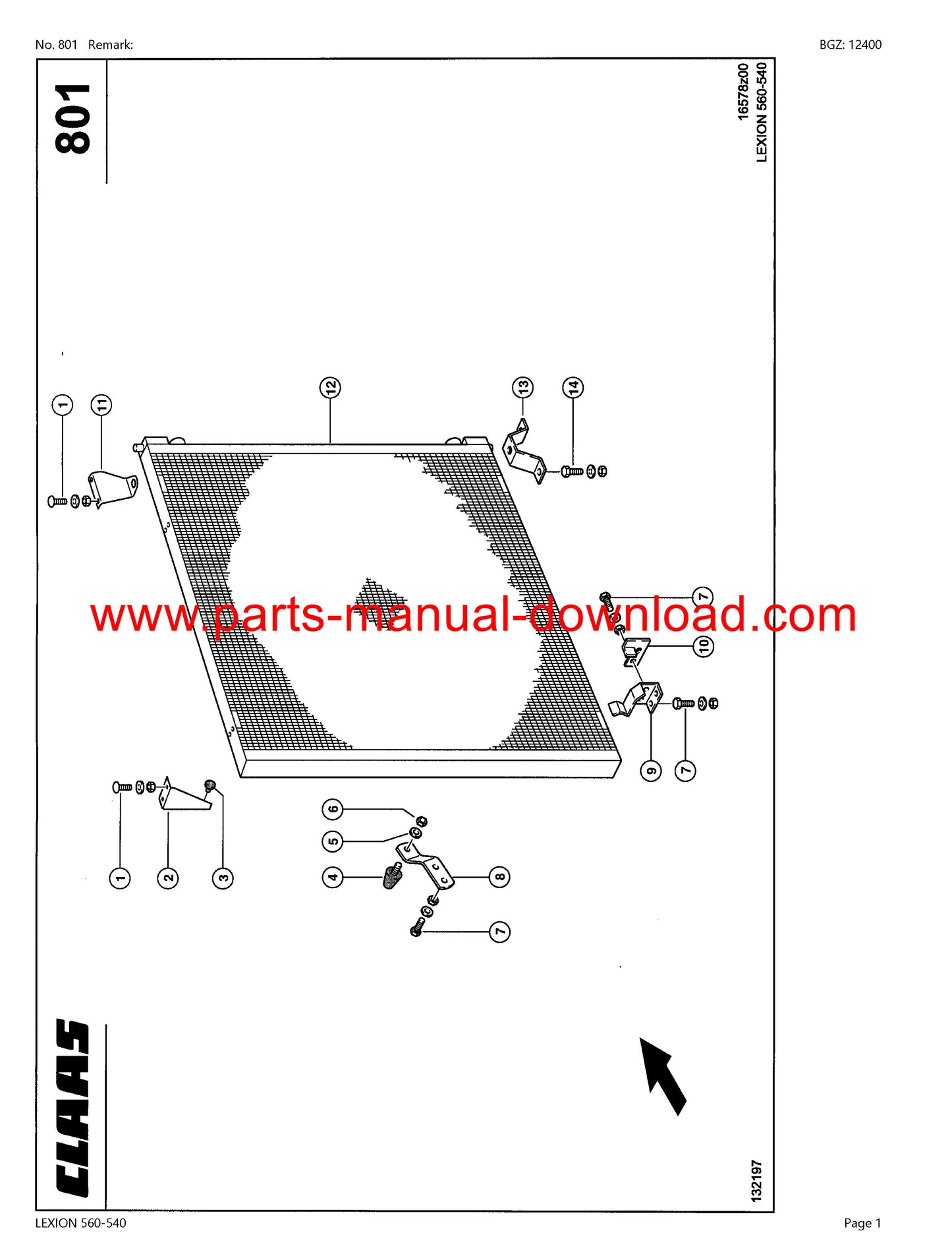 Claas 560 - 540 Lexion Combine Parts Catalog Manual Instant Download