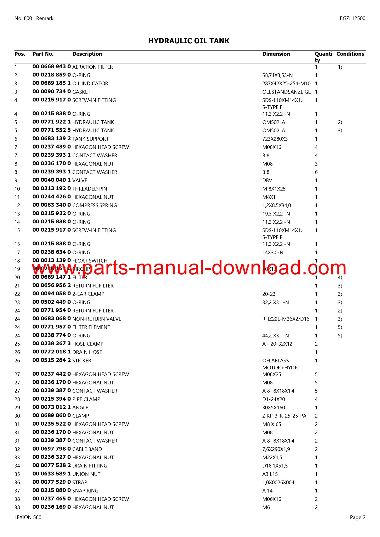 Claas 580 Lexion Combine Parts Catalog Manual Instant Download