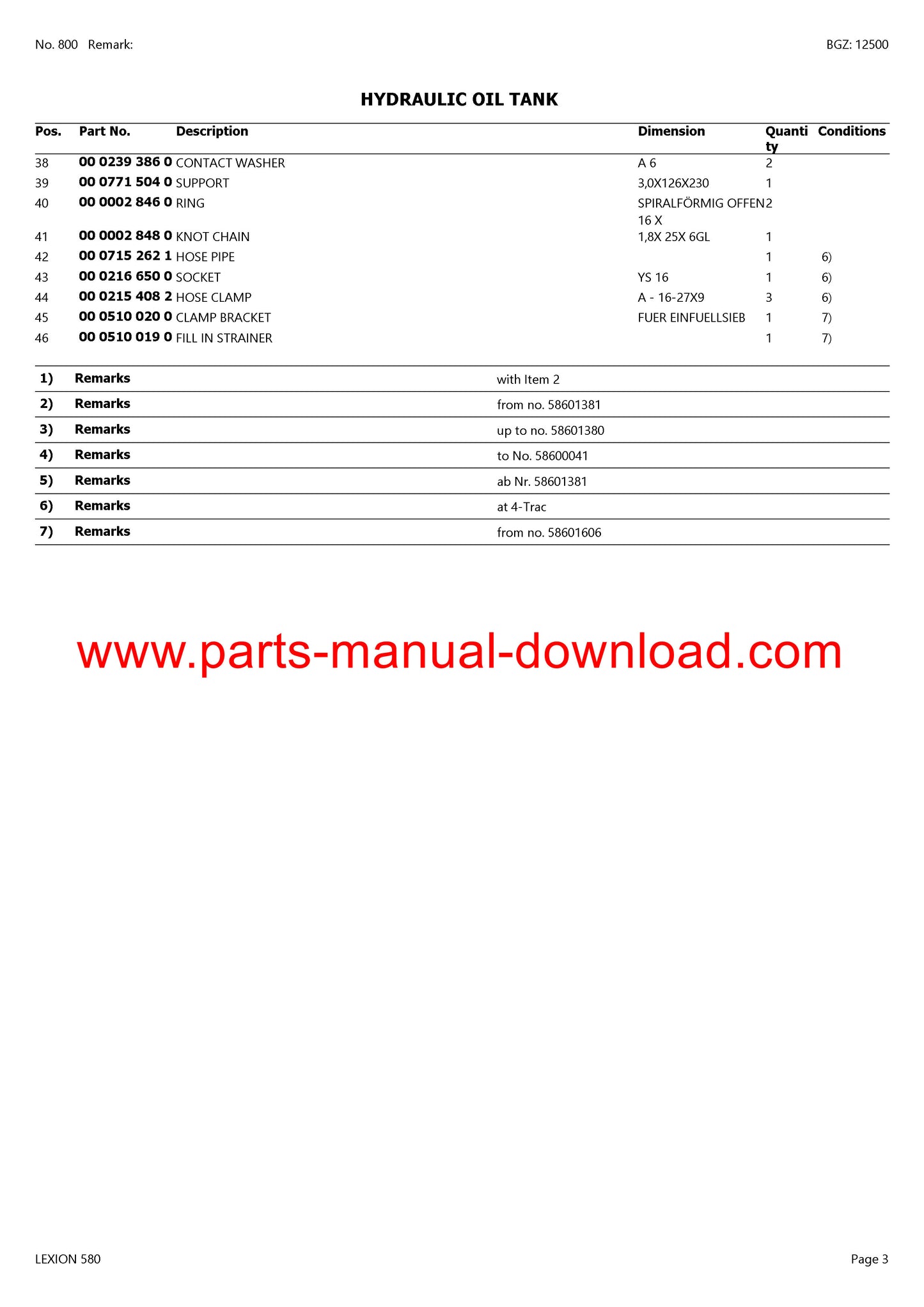 Claas 580 Lexion Combine Parts Catalog Manual Instant Download