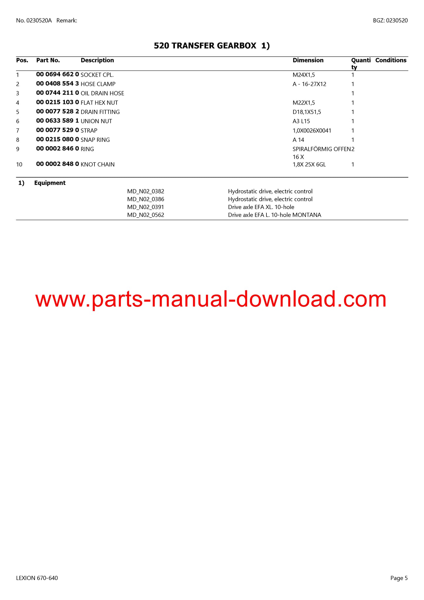 claas 670 - 640 lexion combine parts catalog manual instant download