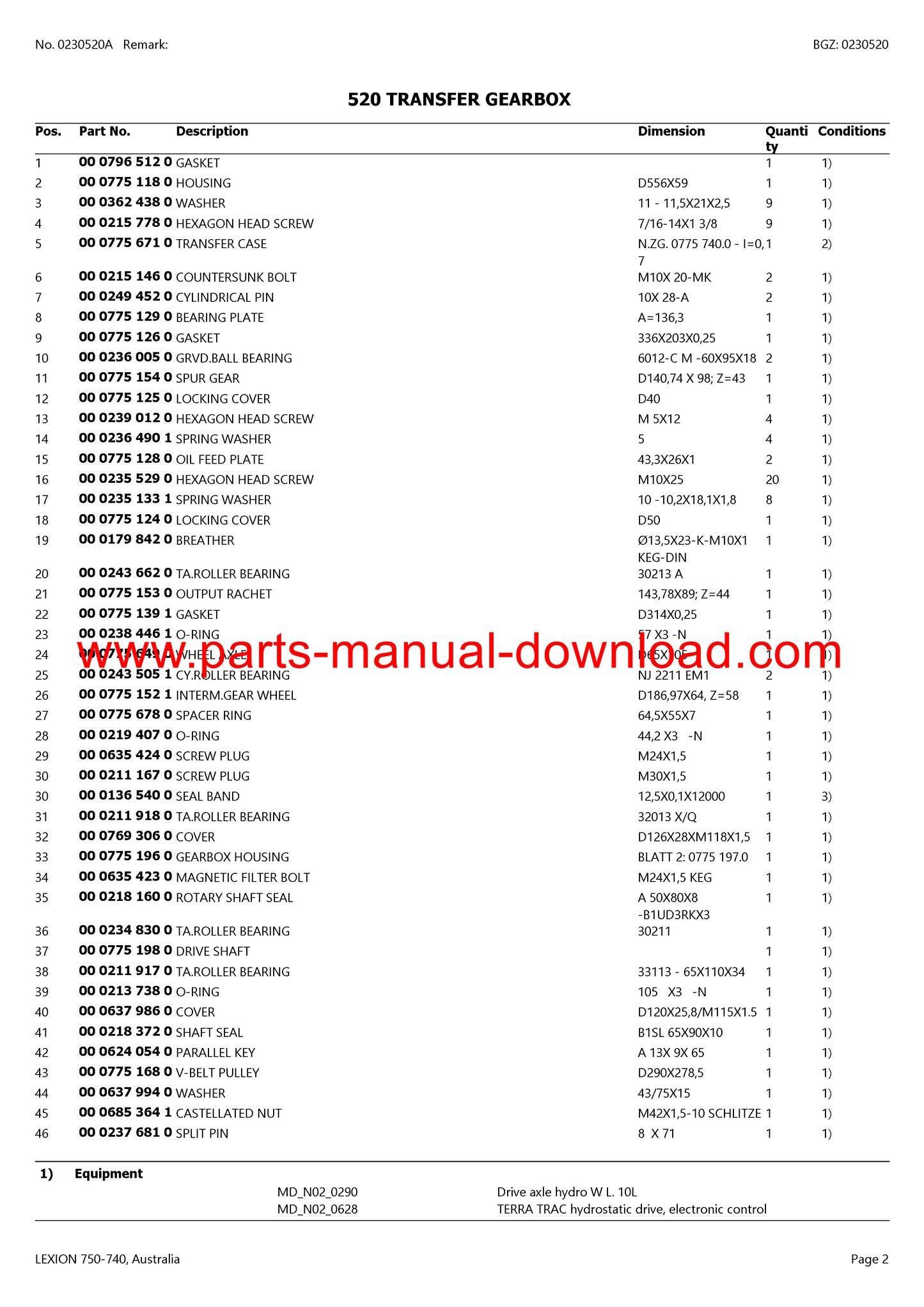 claas 750 - 740 lexion combine parts catalog manual instant download