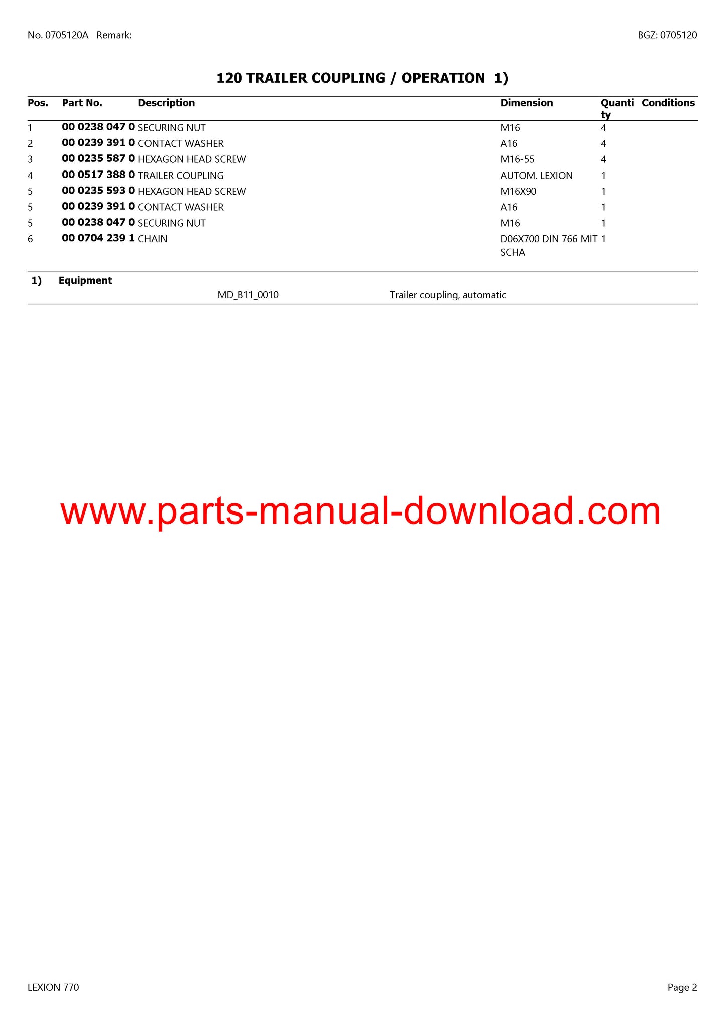 claas 770 lexion combine parts catalog manual instant download