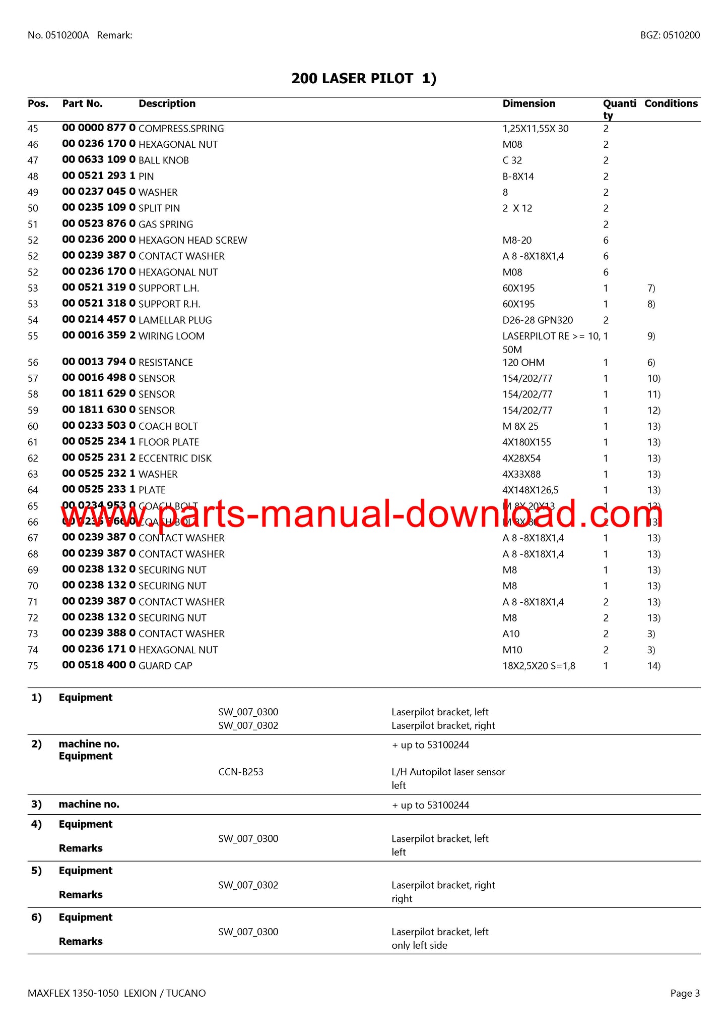 Claas 1350-1050 Cutterbar Maxflex Lexion Tucano Parts Catalog Manual Instant Download