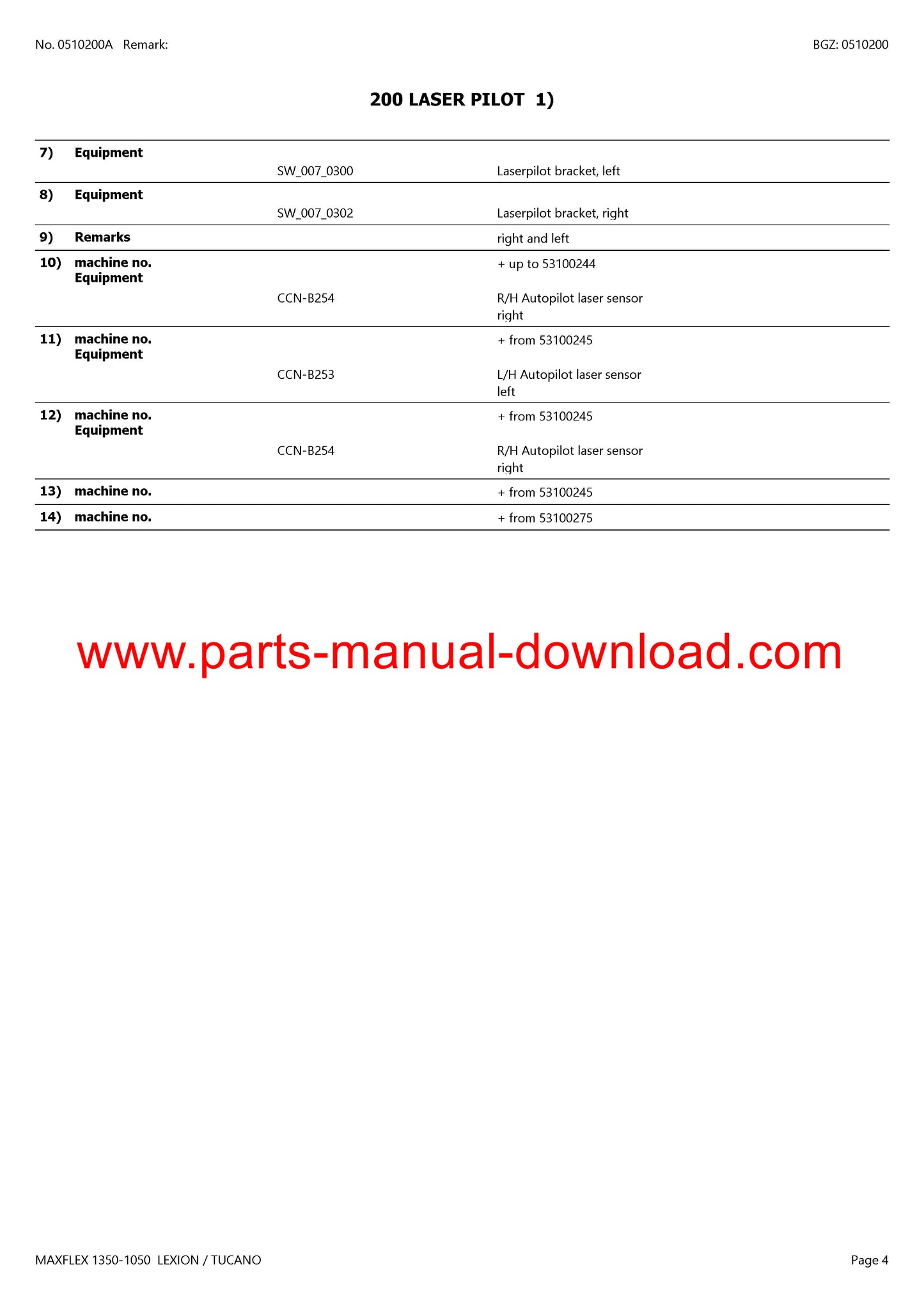 Claas 1350-1050 Cutterbar Maxflex Lexion Tucano Parts Catalog Manual Instant Download