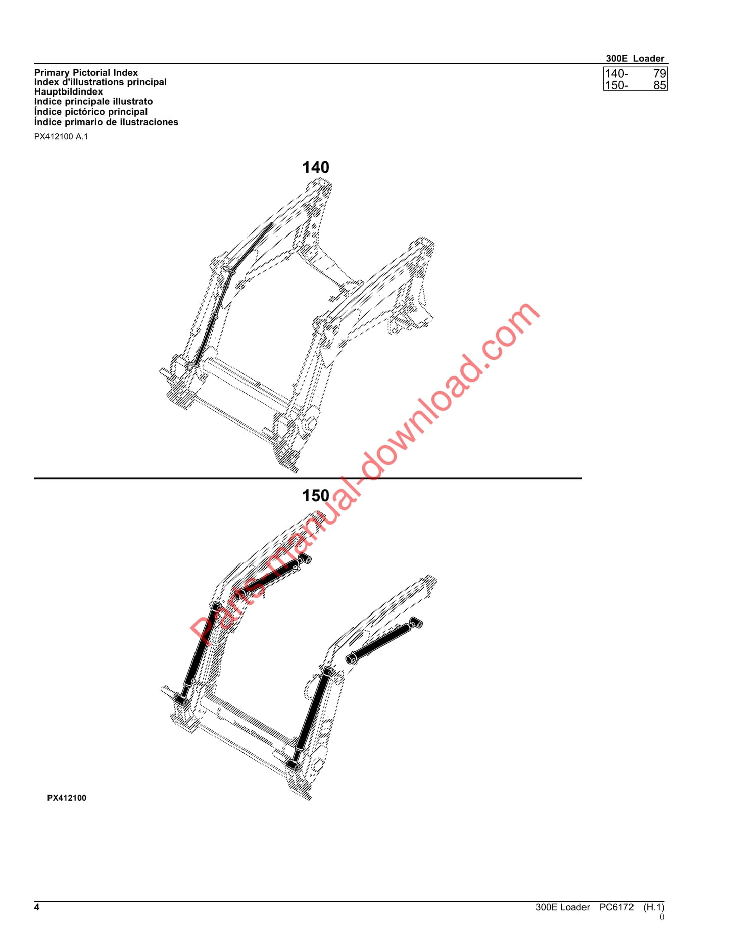 John Deere 300E Loader Parts Manual PC6172