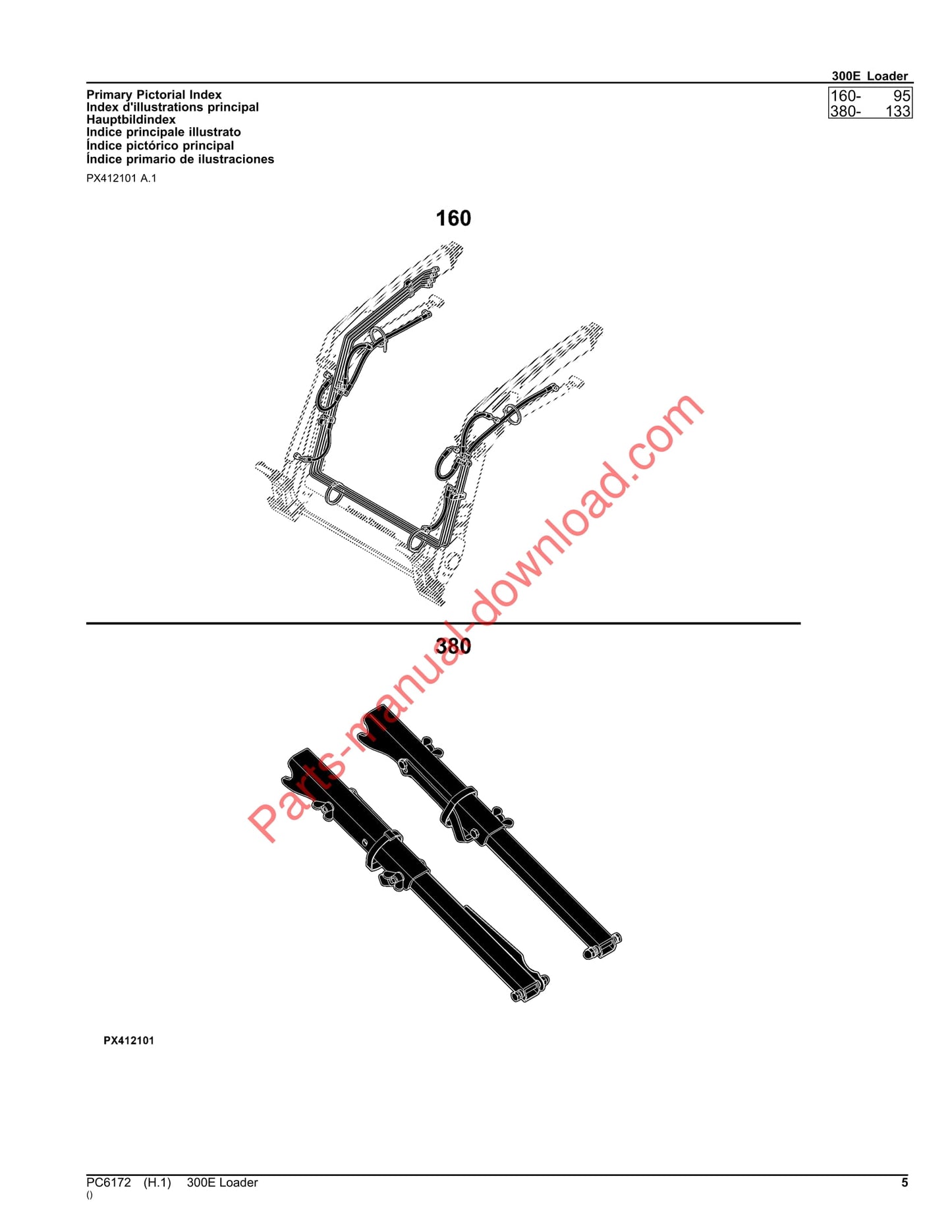 John Deere 300E Loader Parts Manual PC6172