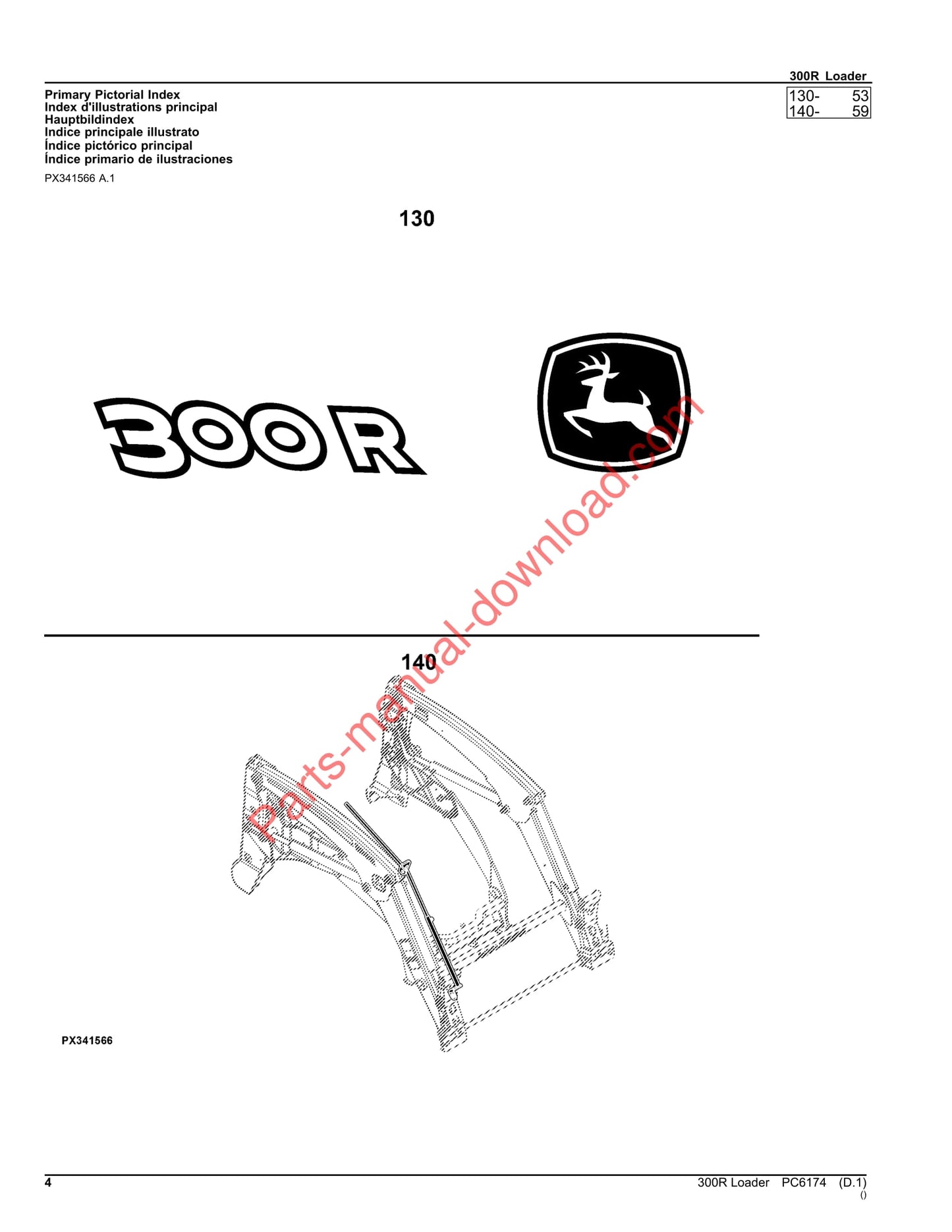 John Deere 300R Loader Parts Manual PC6174