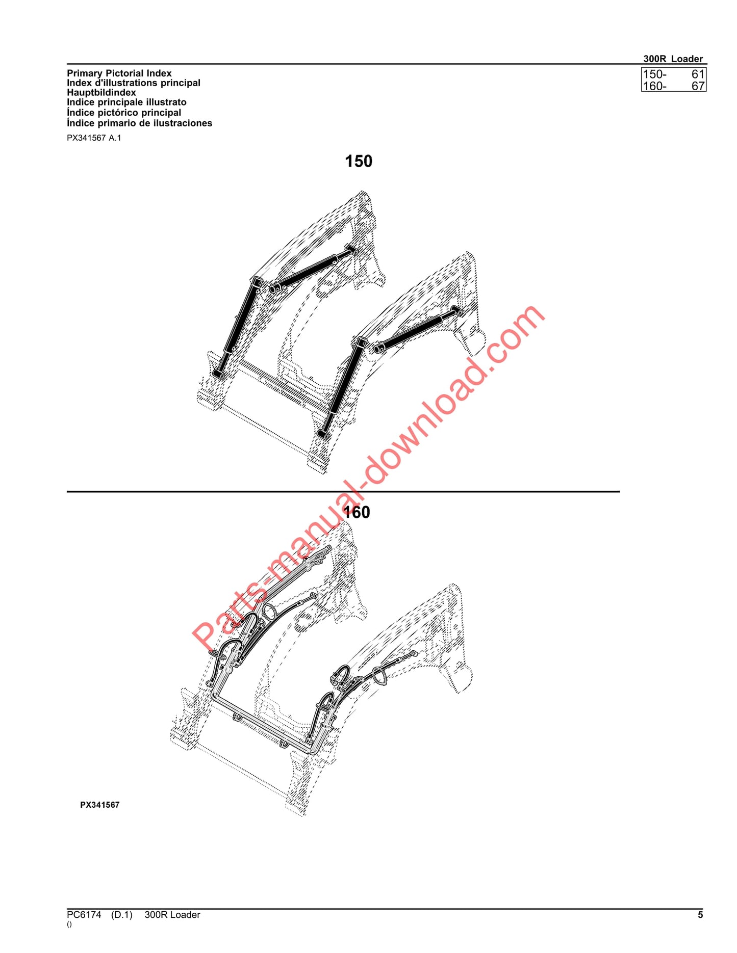 John Deere 300R Loader Parts Manual PC6174