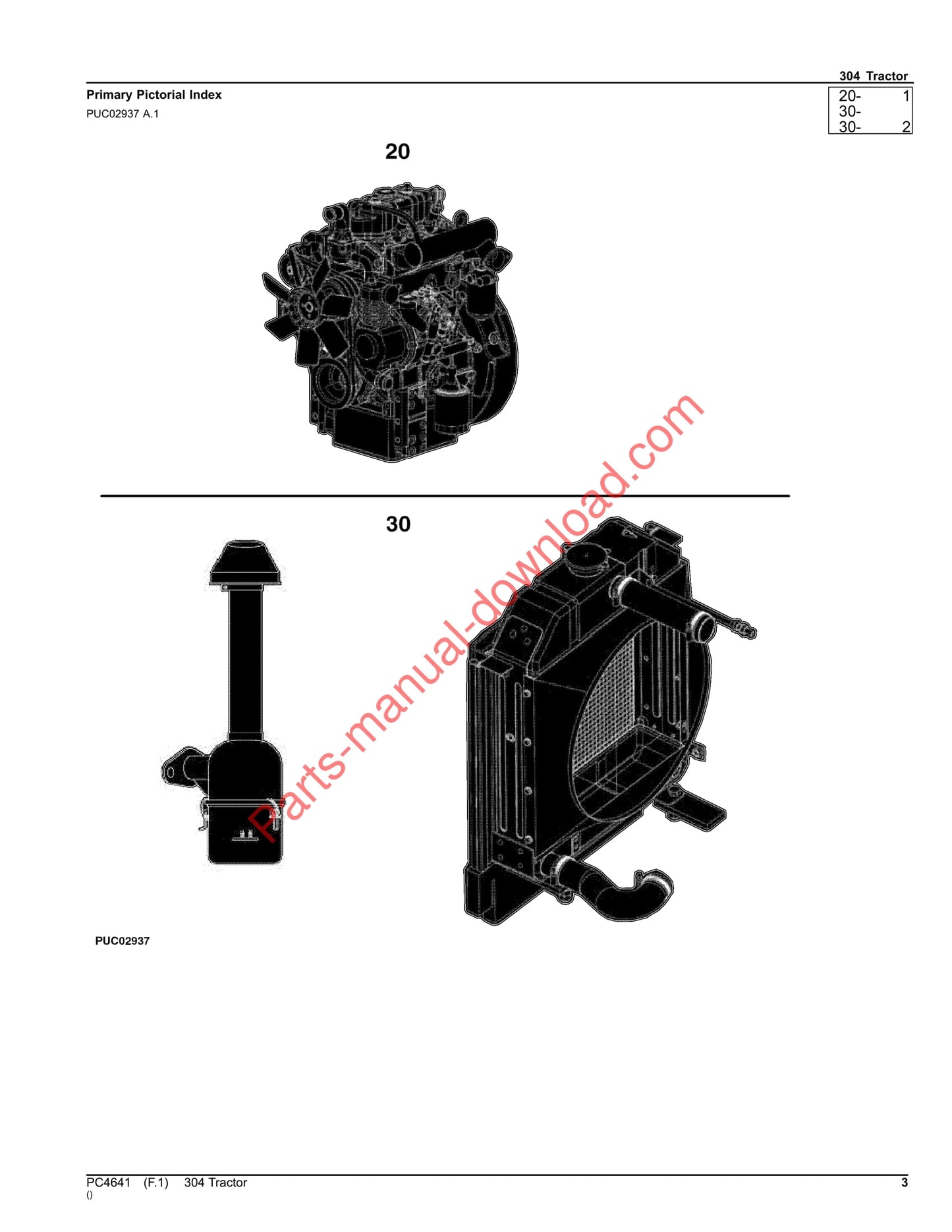 John Deere 304 Tractor Parts Manual PC4641