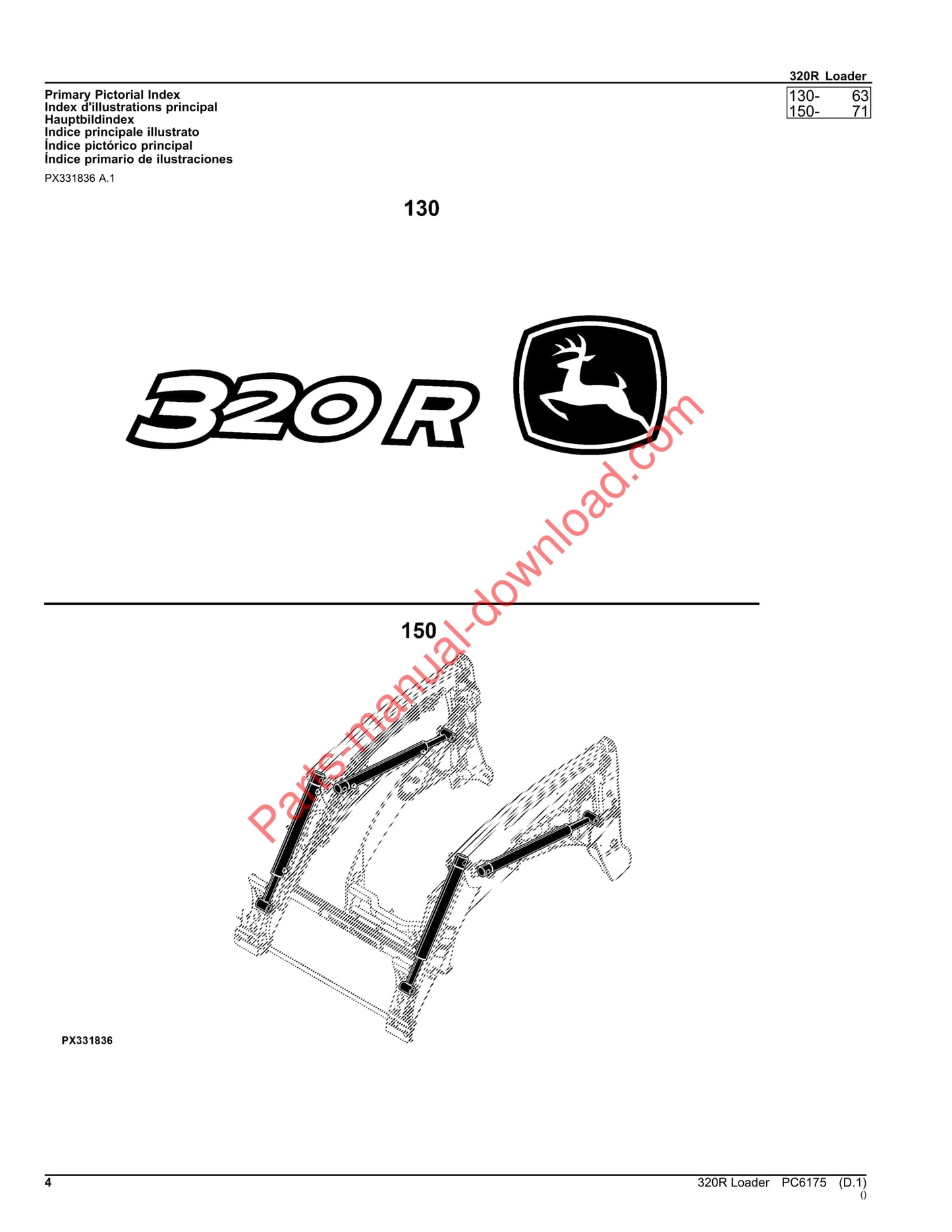 John Deere 320R Loader Parts Manual PC6175