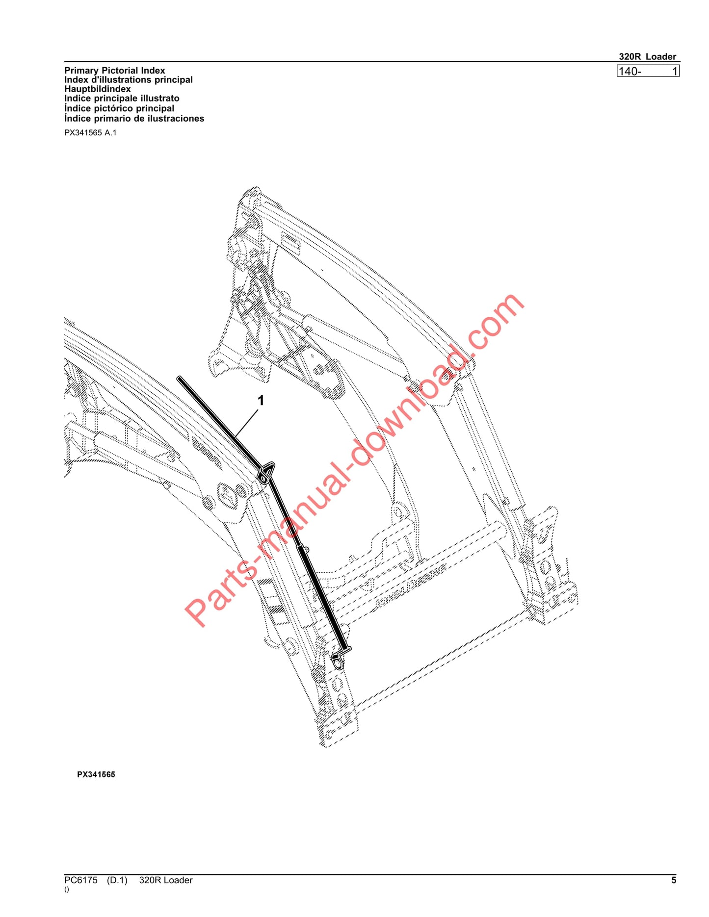John Deere 320R Loader Parts Manual PC6175