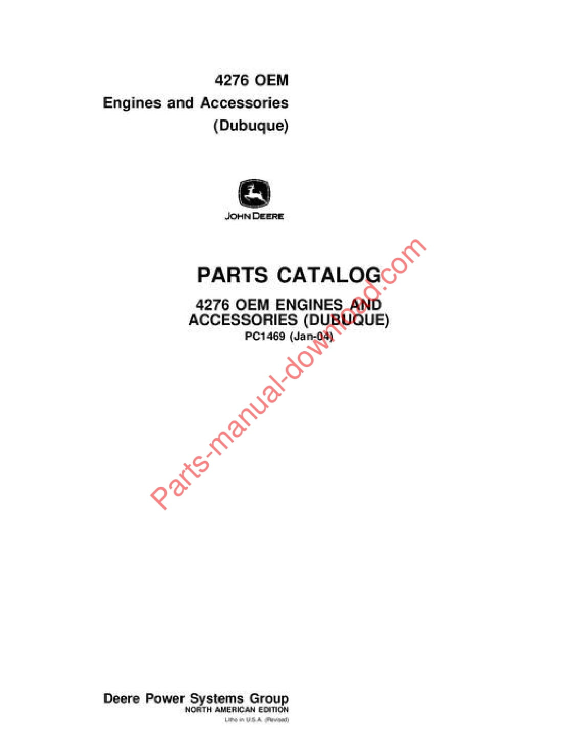 John Deere 4276 Engine Parts Manual PC1469