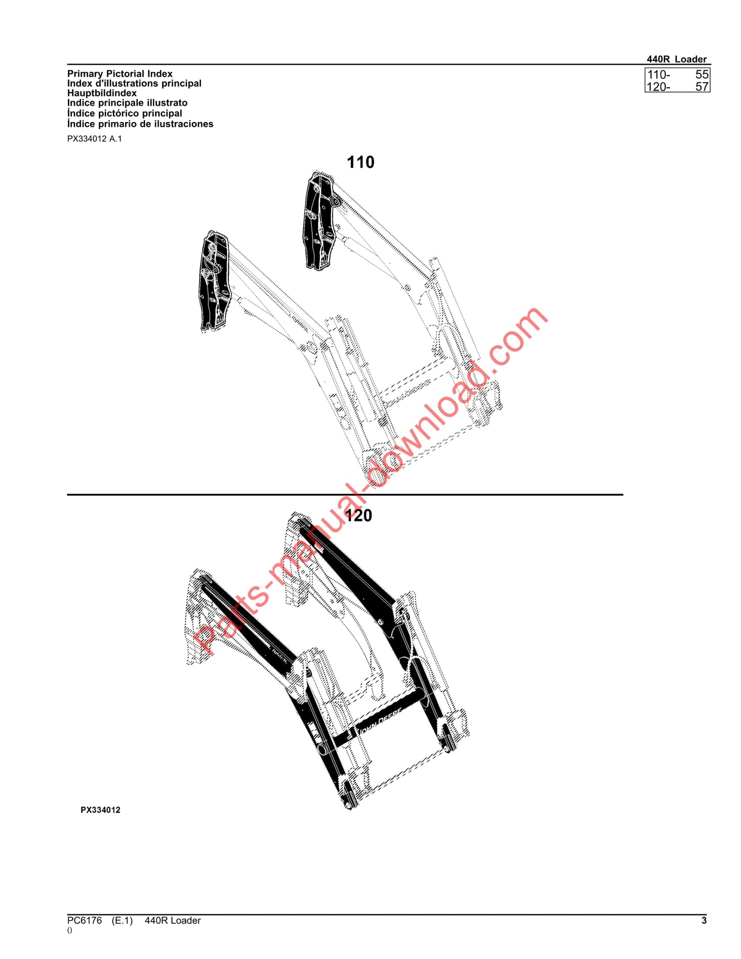 John Deere 440R Loader Parts Manual PC6176