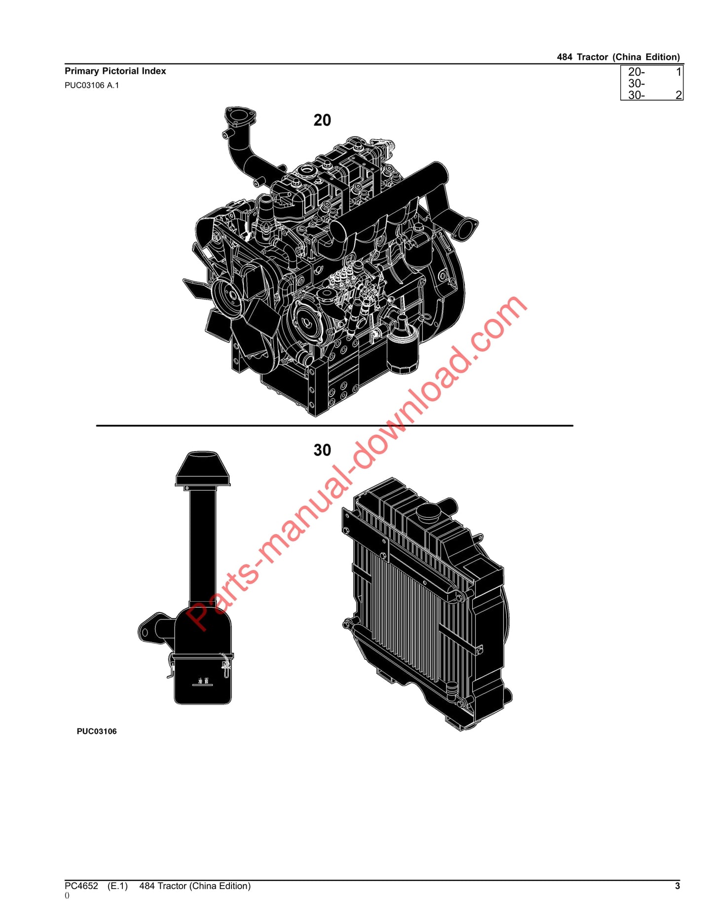 John Deere 484 Tractor Parts Catalog Manual PC4652