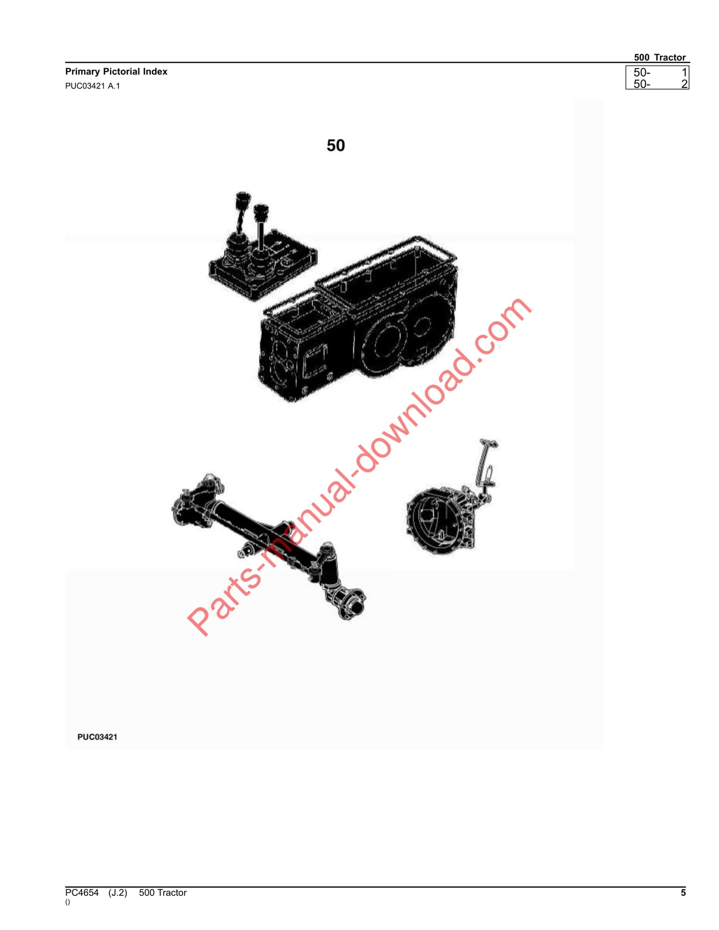 John Deere 500 Tractor Parts Manual PC4654