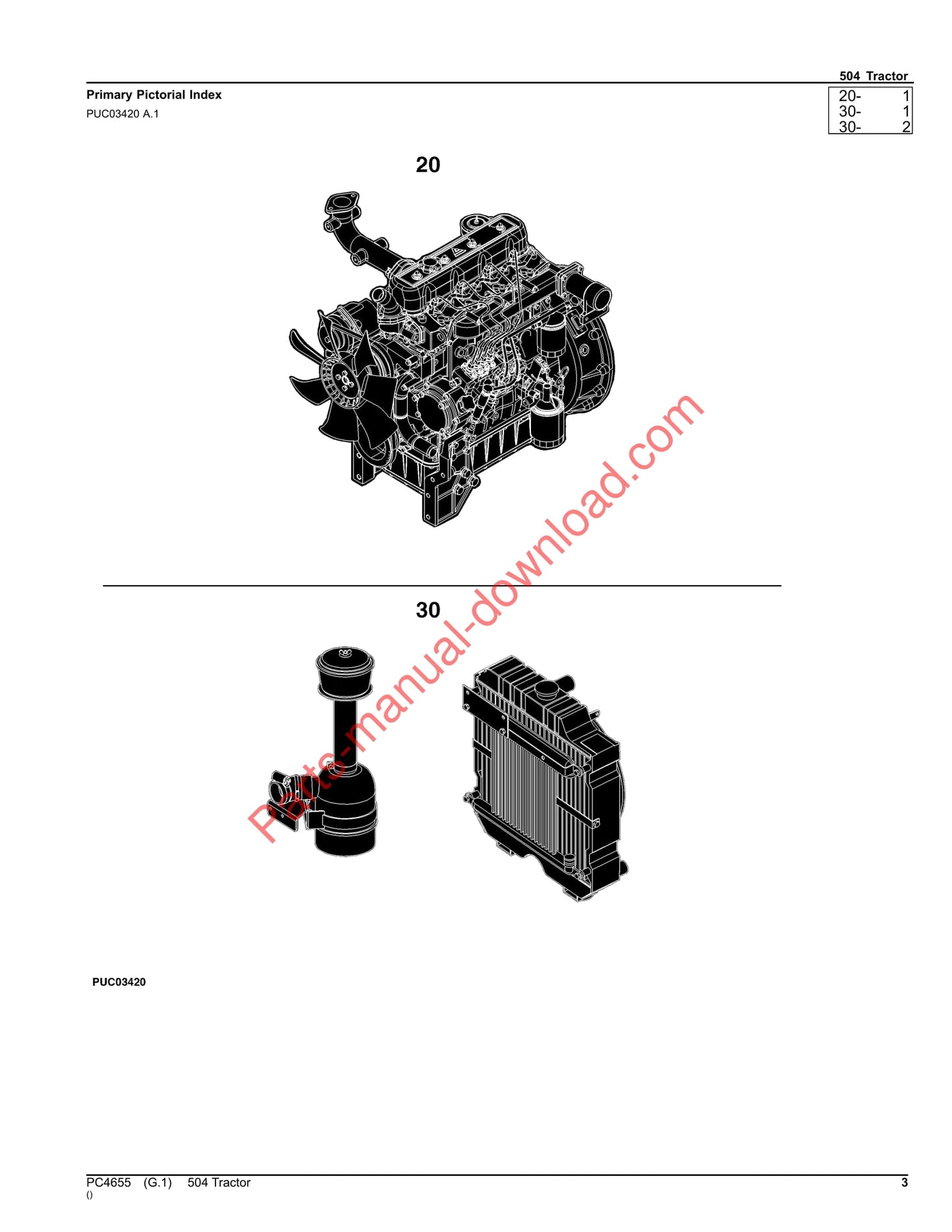 John Deere 504 Tractor Parts Manual PC4655