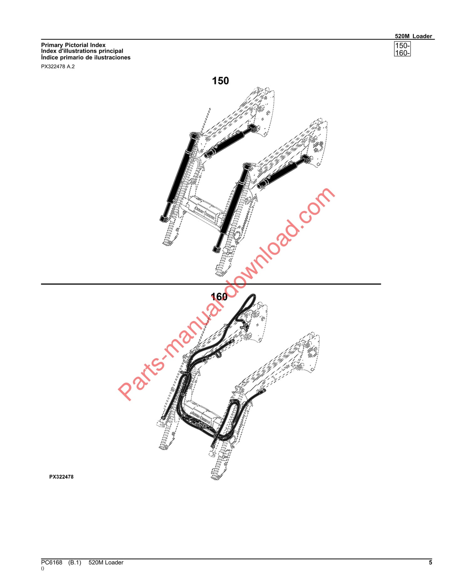 John Deere 520M Loader Parts Manual PC6168