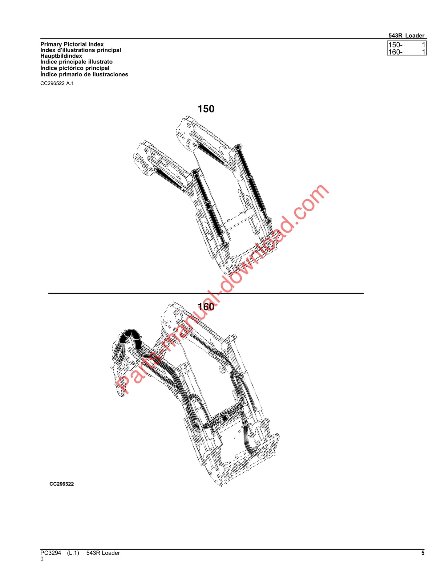 John Deere 543R Loader Parts Manual PC3294