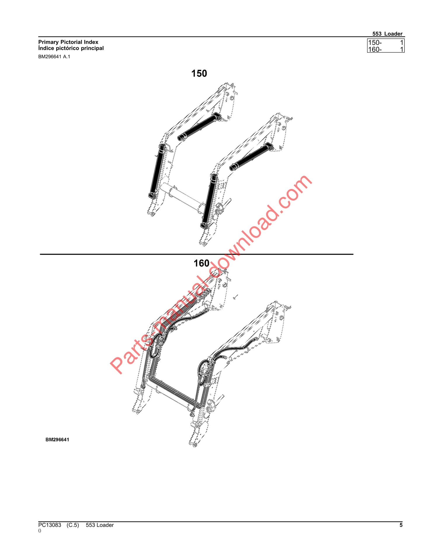 John Deere 553 Loader Parts Manual PC13083