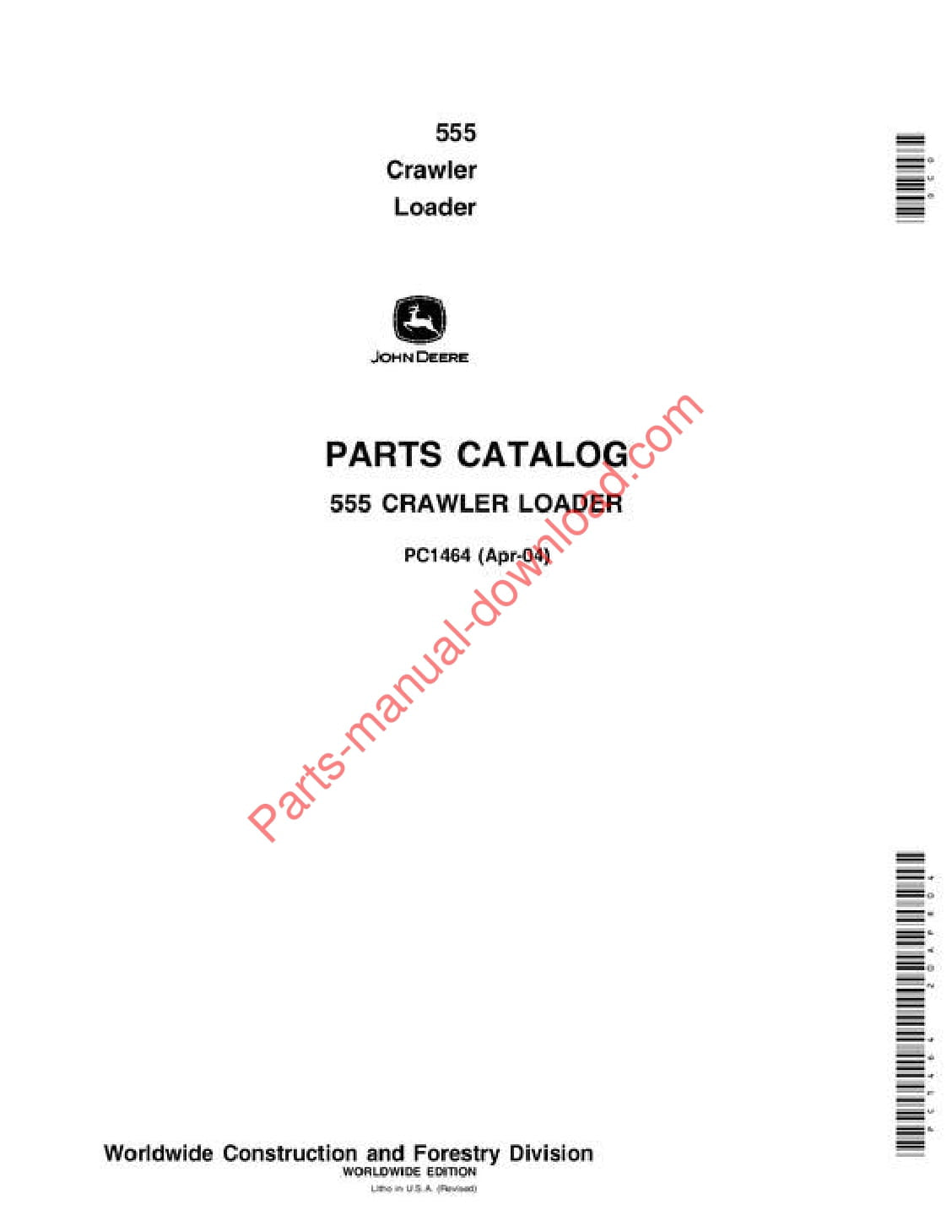 John Deere 555 Crawler Parts Manual PC1464