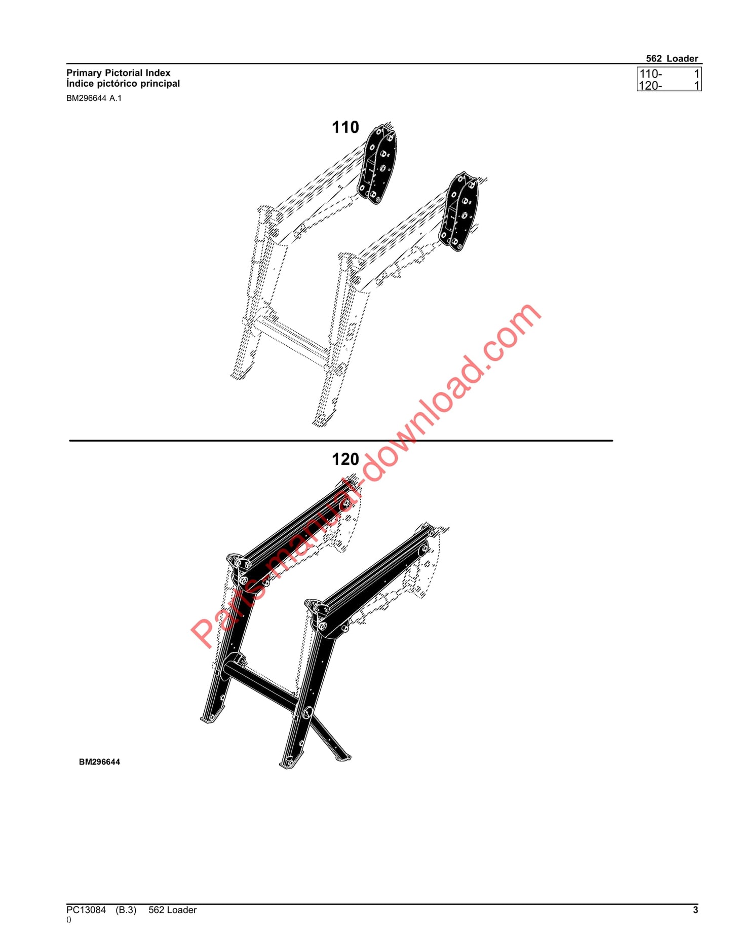 John Deere 562 Loader Parts Manual PC13084