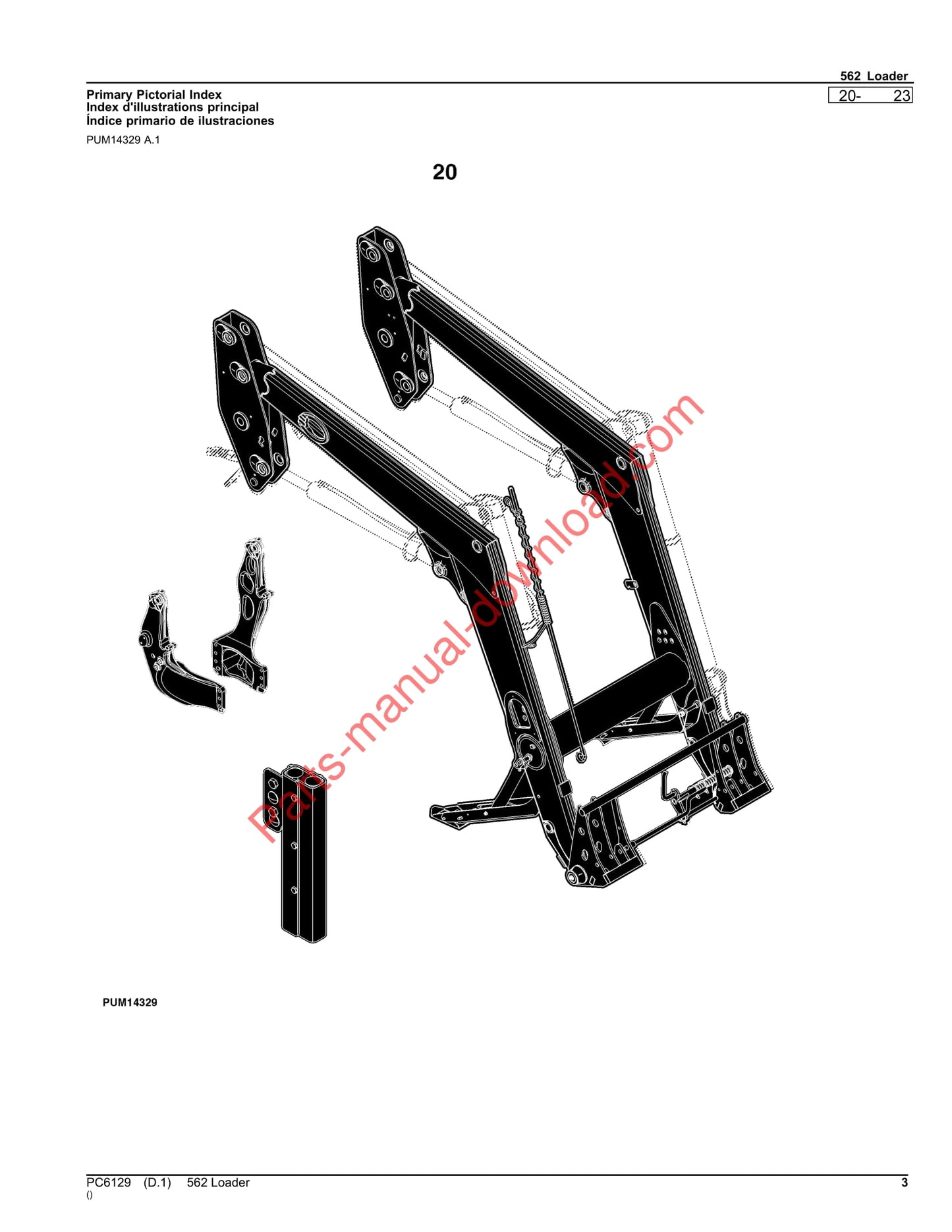 John Deere 562 Loader Parts Manual PC6129