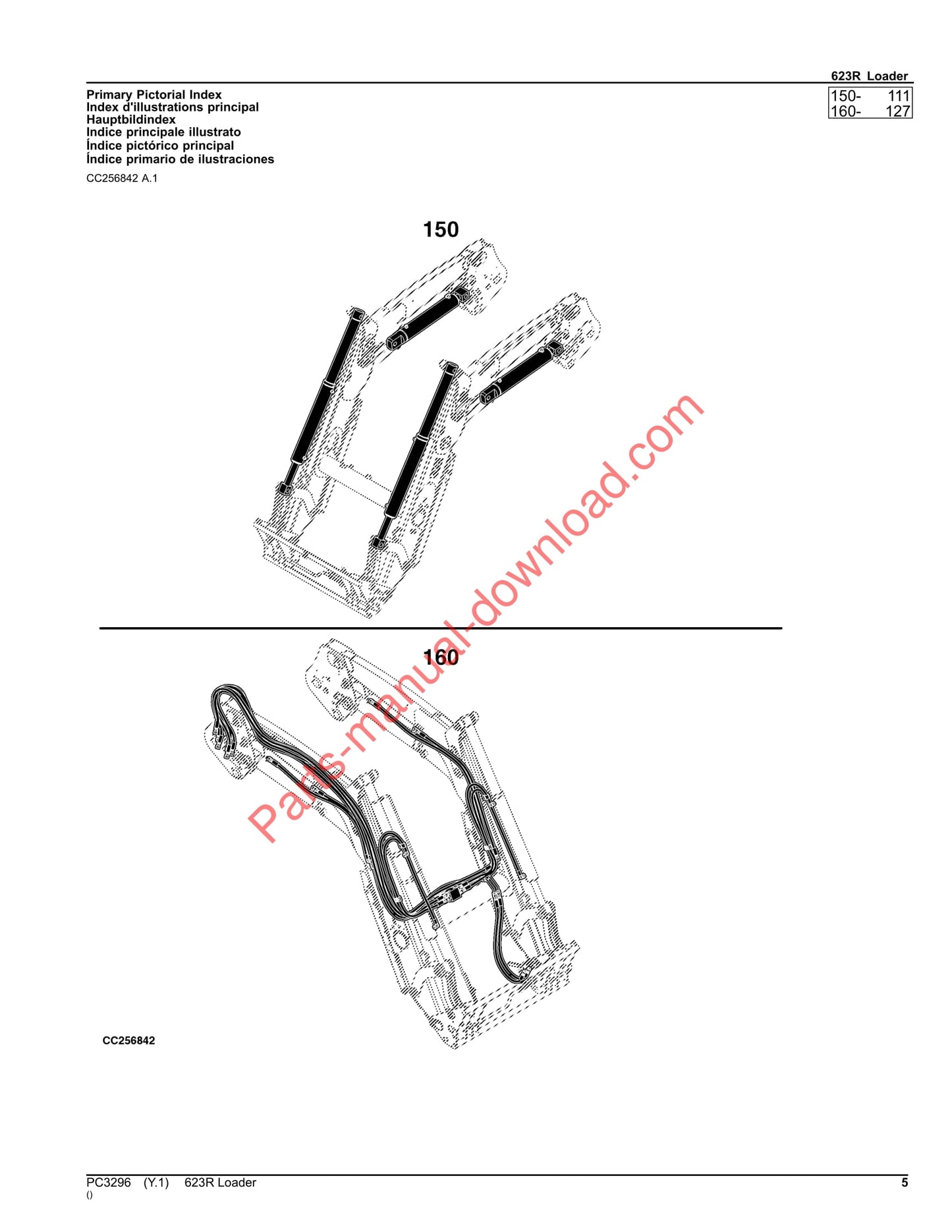 John Deere 623R Loader Parts Manual PC3296