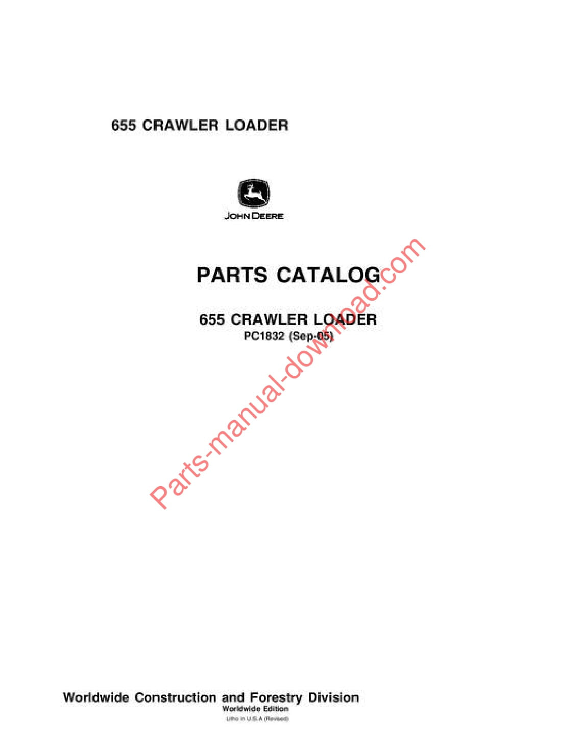 John Deere 655 Crawler Parts Manual PC1832