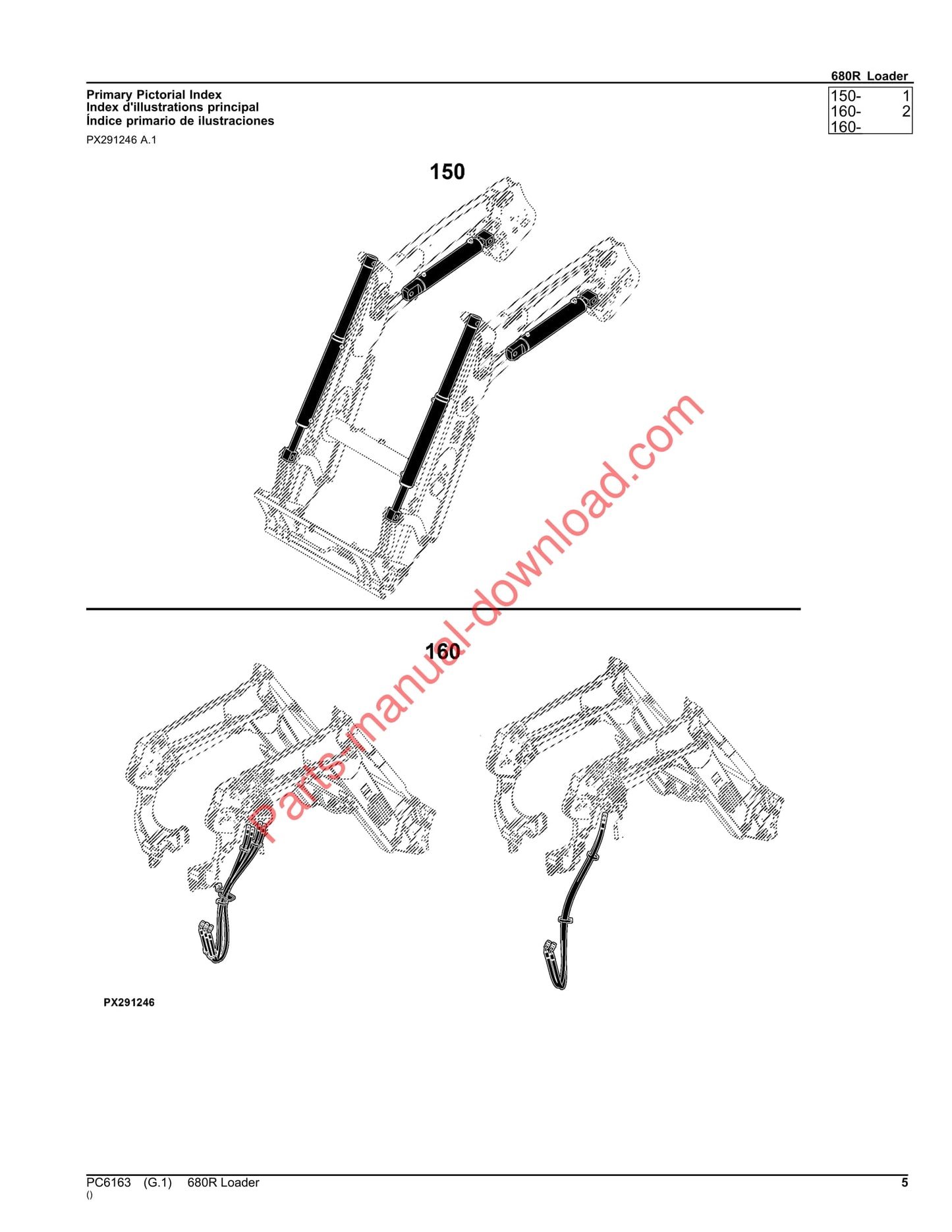 John Deere 680R Loader Parts Manual PC6163