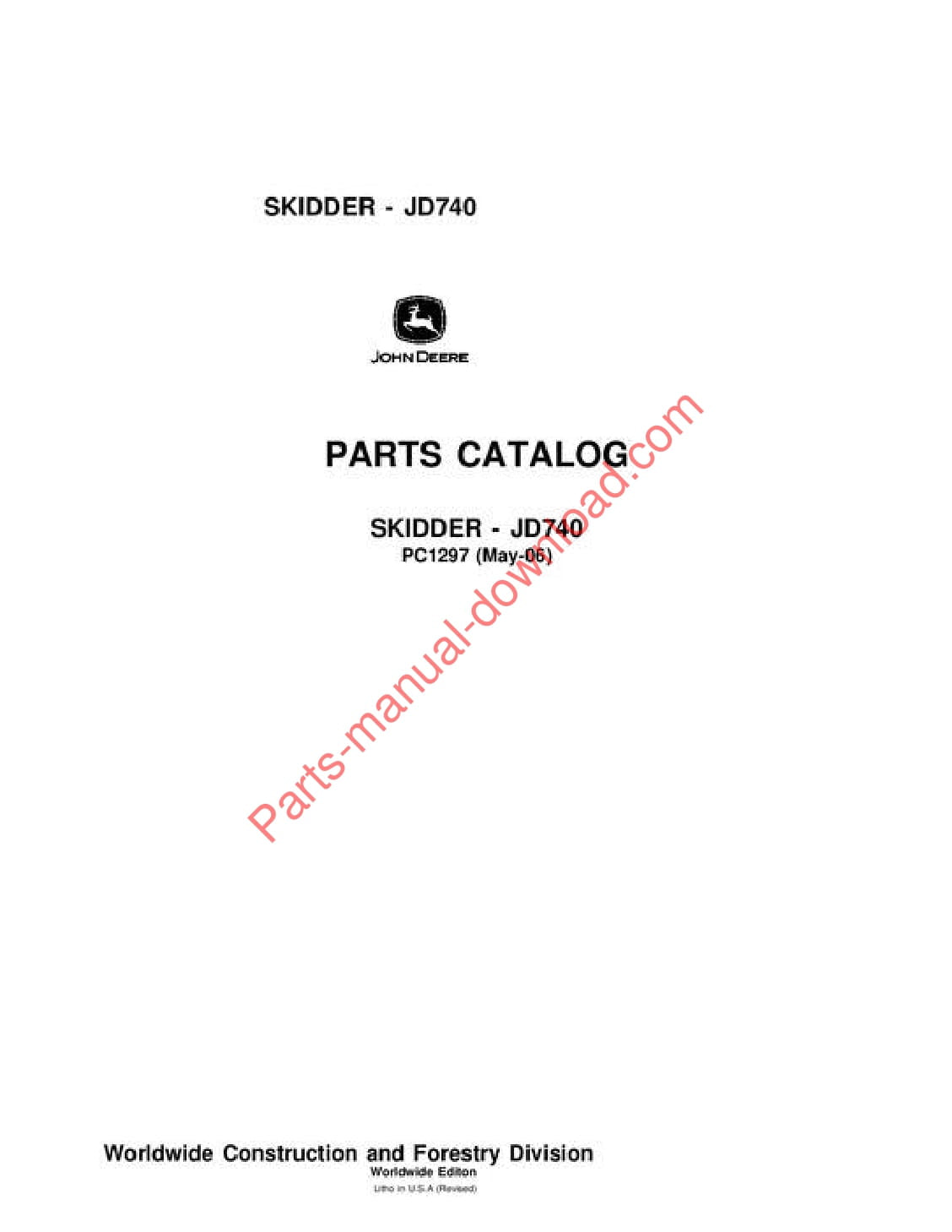 John Deere 740 Skidder Parts Manual PC1297