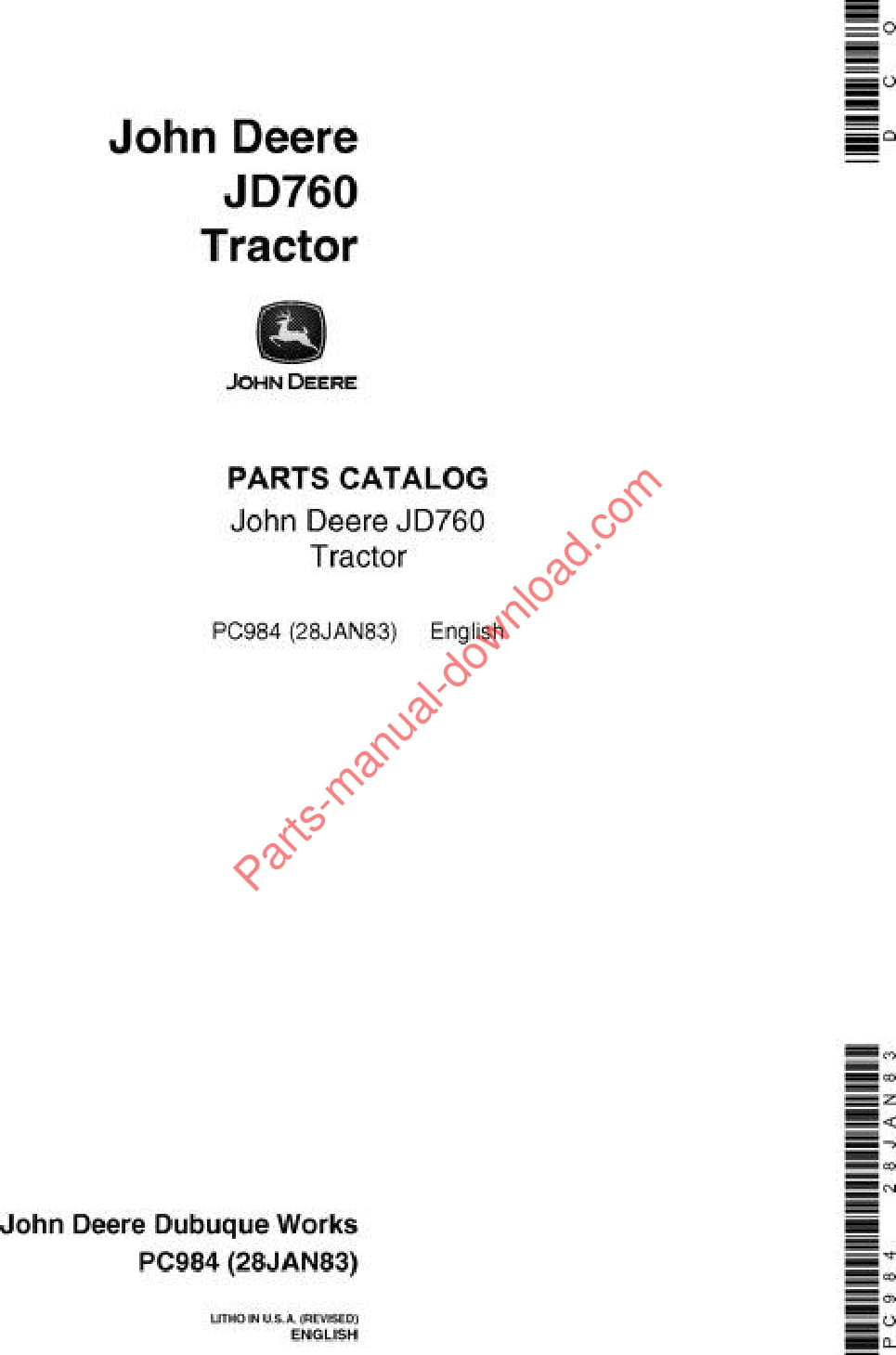 John Deere 760 Tractor Parts Manual PC984