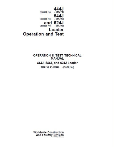 PDF John Deere 444J 544J 624J Wheel Loader Diagnostic and Test Service Manual TM2135