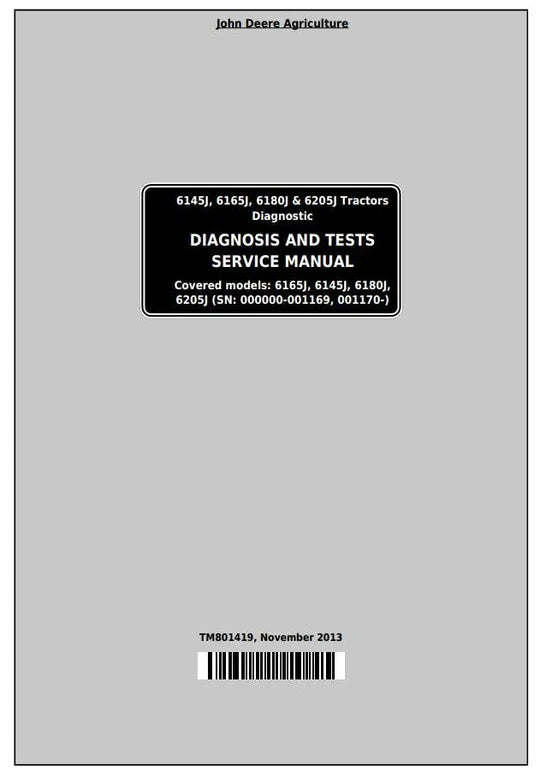 PDF John Deere 6145J 6165J 6180J 6205J Tractor Diagnostic and Test Service Manual TM801419