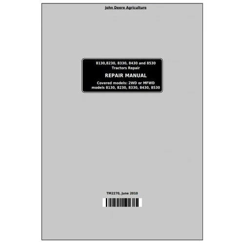 PDF John Deere 8130 8230 8330 8430 8530 Tractor Workshop Service Manual TM2270