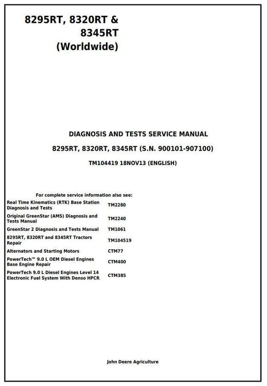 PDF John Deere 8295RT 8320RT 8345RT Tractor Diagnosis, Operation and Test Service Manual TM104419