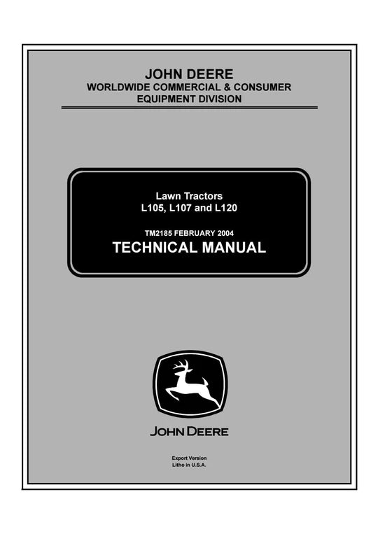 PDF John Deere L105 L107 L120 Lawn Tractor Diagnostic and Test Service Manual TM2185