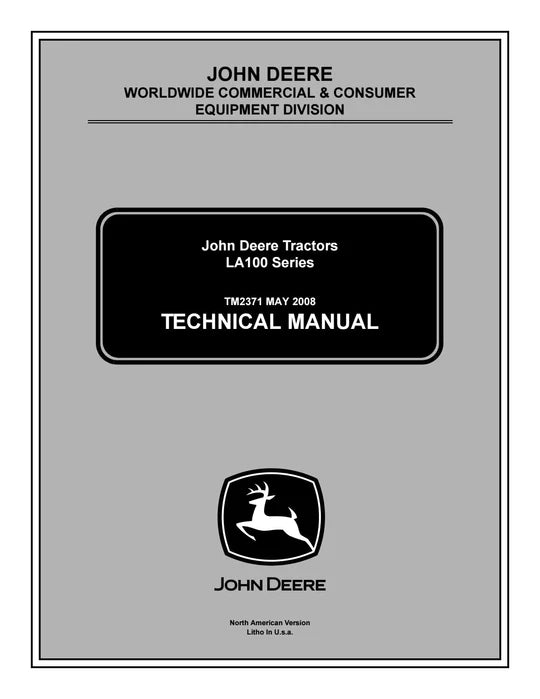 PDF John Deere LA130 LA140 LA150 Lawn Tractor Workshop Service Manual TM2371