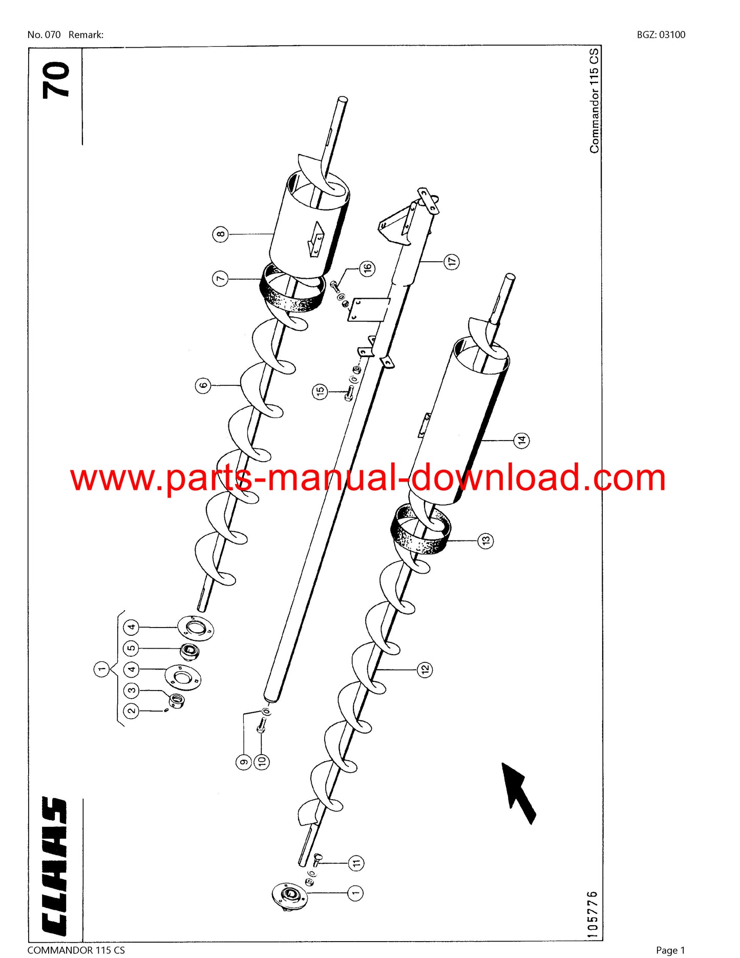 Claas 115 CS Combine Commandor Parts Catalog Manual Instant Download