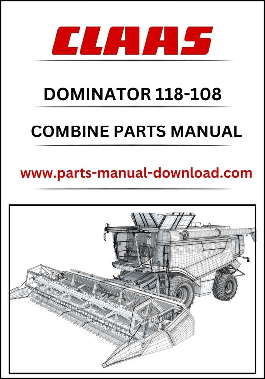 Claas 118 - 108 Combine Dominator Parts Catalog Manual Instant Download