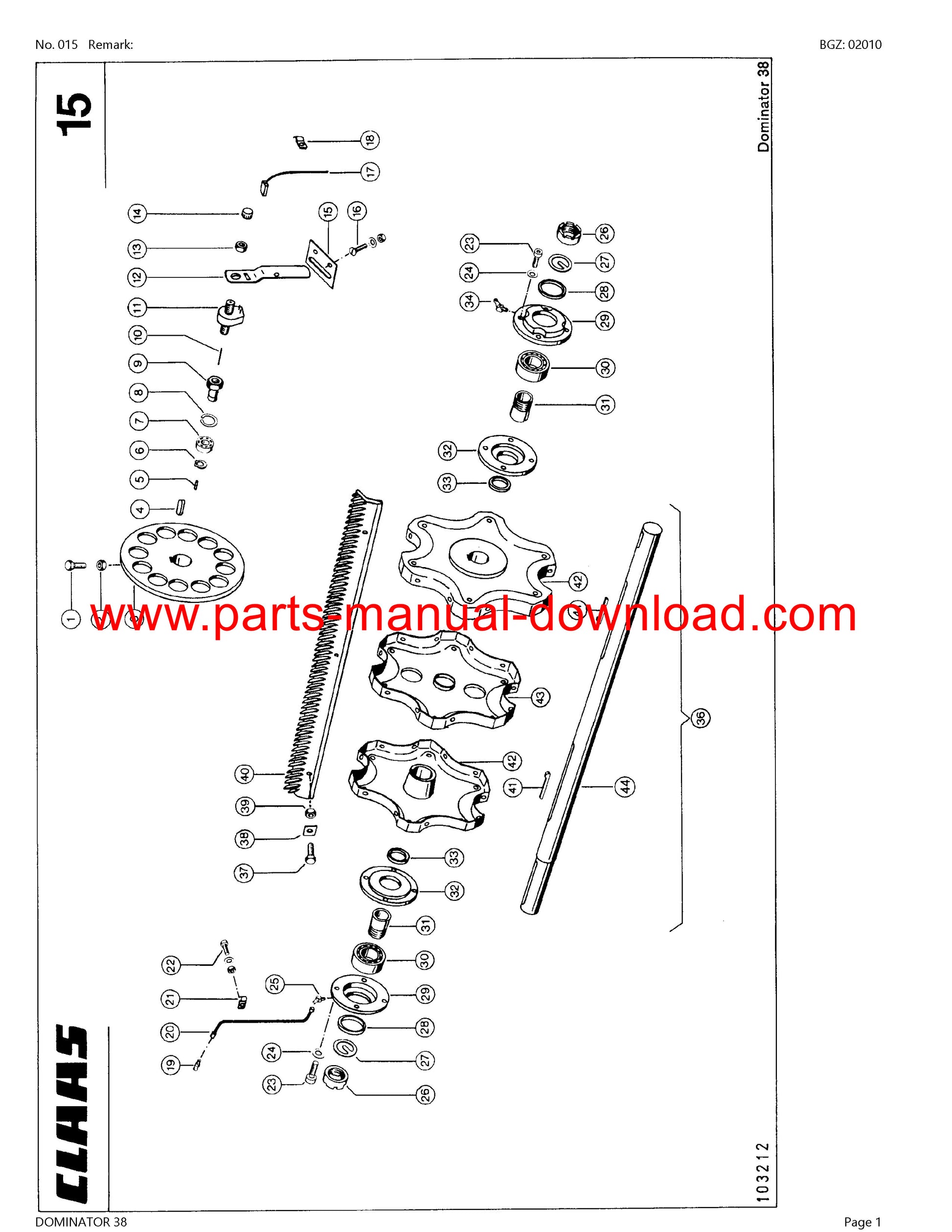 Claas 38 Combine Dominator Parts Catalog Manual Instant Download