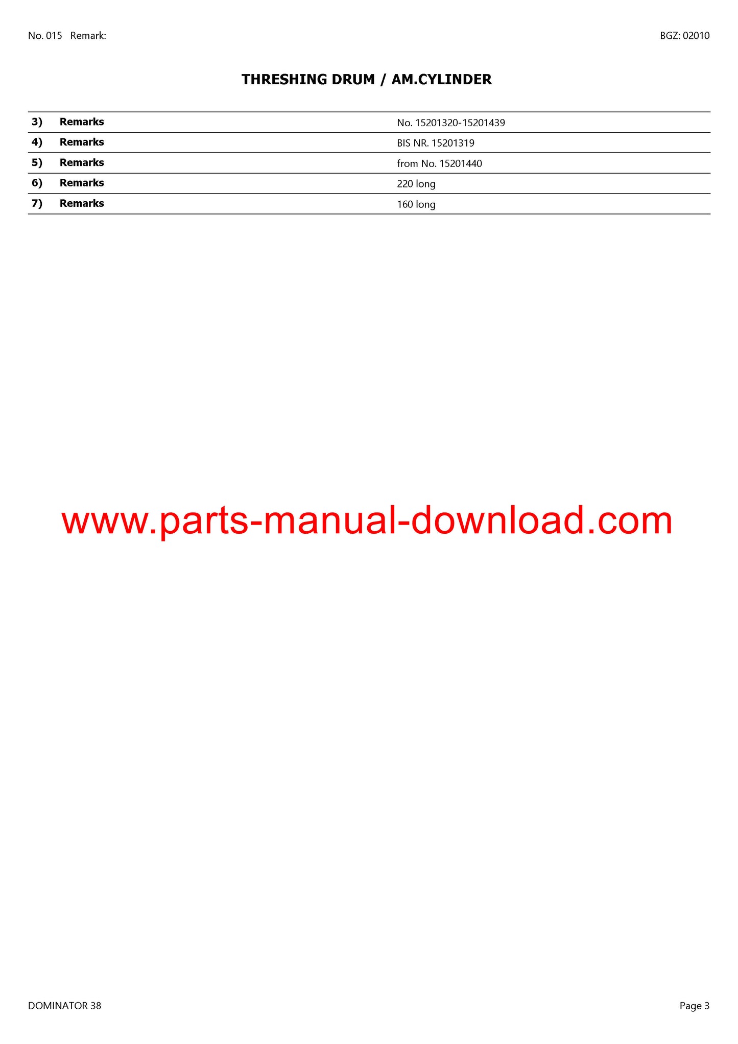 Claas 38 Combine Dominator Parts Catalog Manual Instant Download