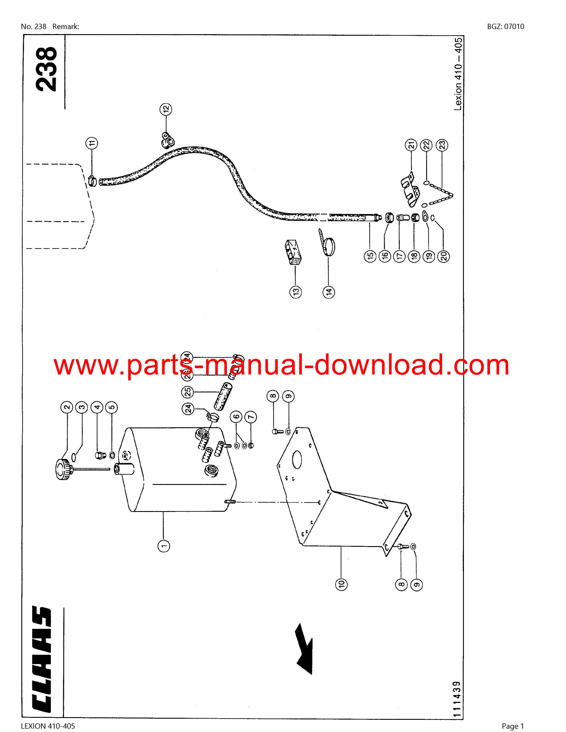 Claas 410 - 405 Lexion Combine Parts Catalog Manual Instant Download